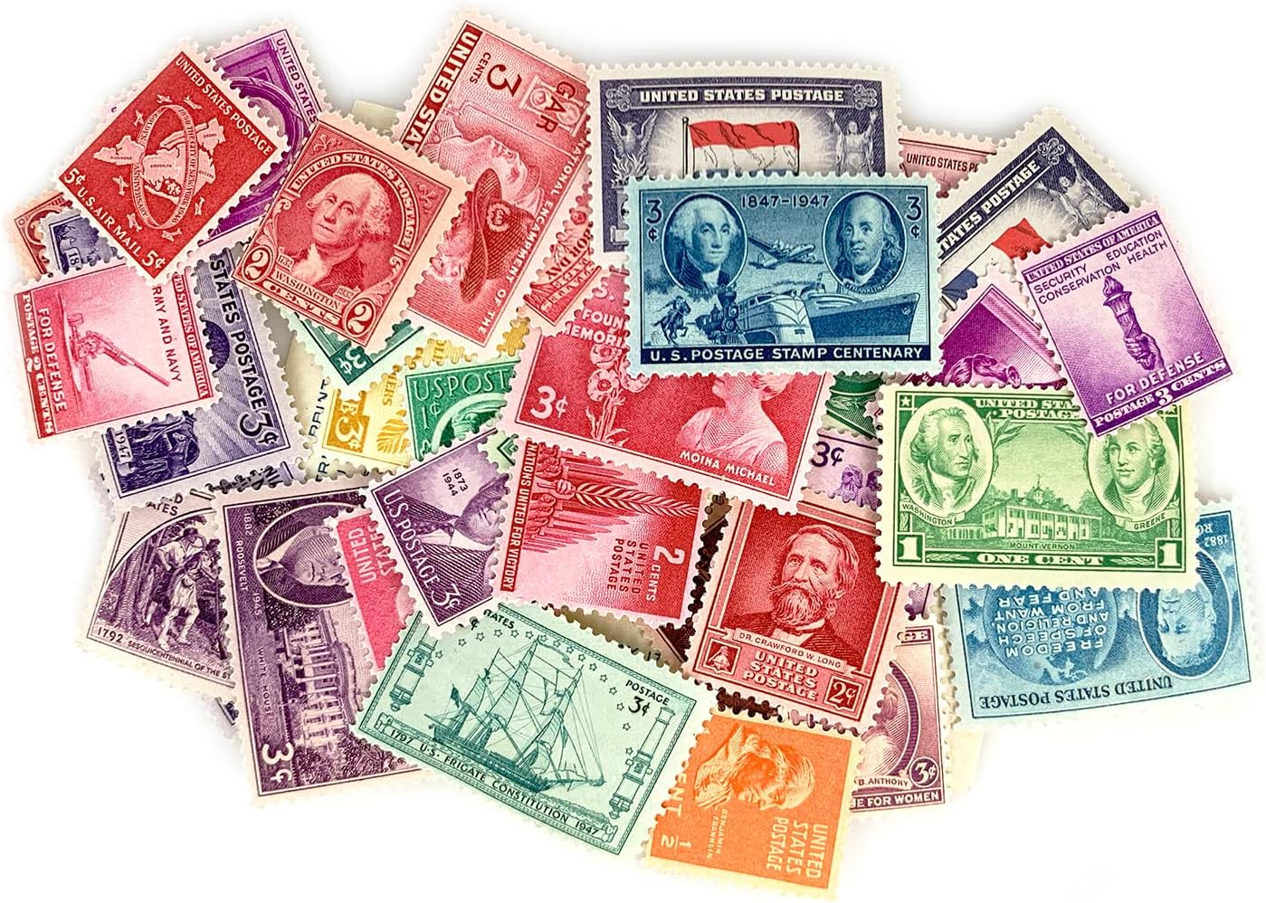 American Coin Treasures 40 U.S. Postage Stamps from the 1910'S 1920'S 1930'S and 1940'S image number 1