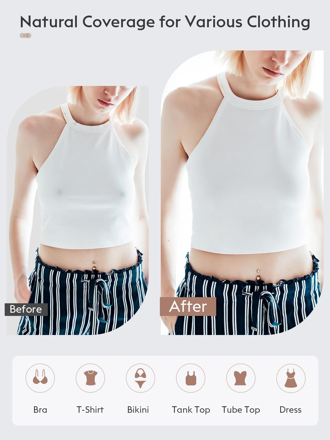 Nipple Covers for Women, 4 Pairs Nipple Covers, Adhesive Silicone Pasties, Reusable Sticky Bra, Nipple Covers No Show with Travel Box image number 6