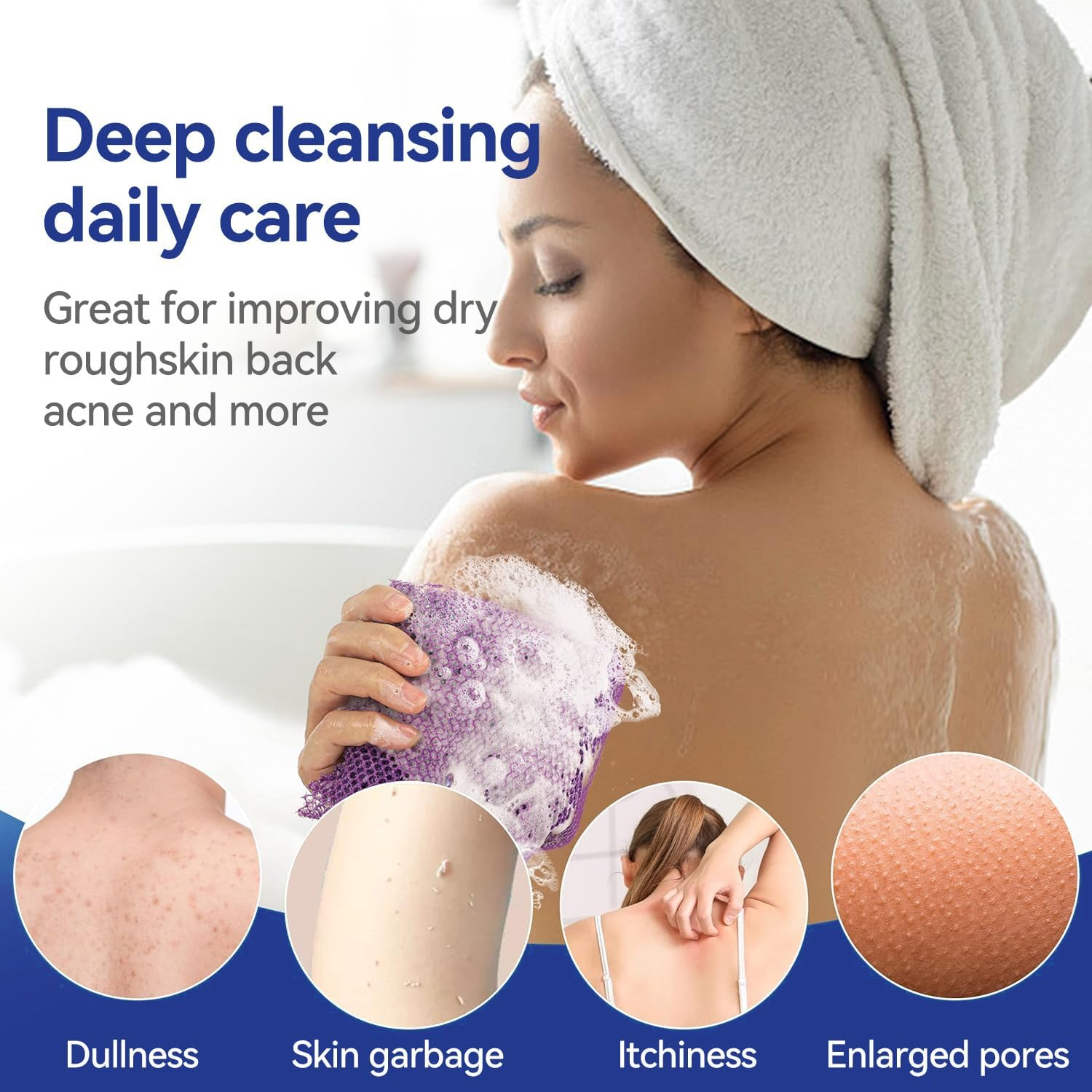 Proxima Direct 5 Pack 80 X 30CM African Net Sponge with 5 Hooks African Wash Net African Exfoliating Net Bath Scrubbing Long Net Rag Shower Body Scrubber for Daily Bathing image number 3