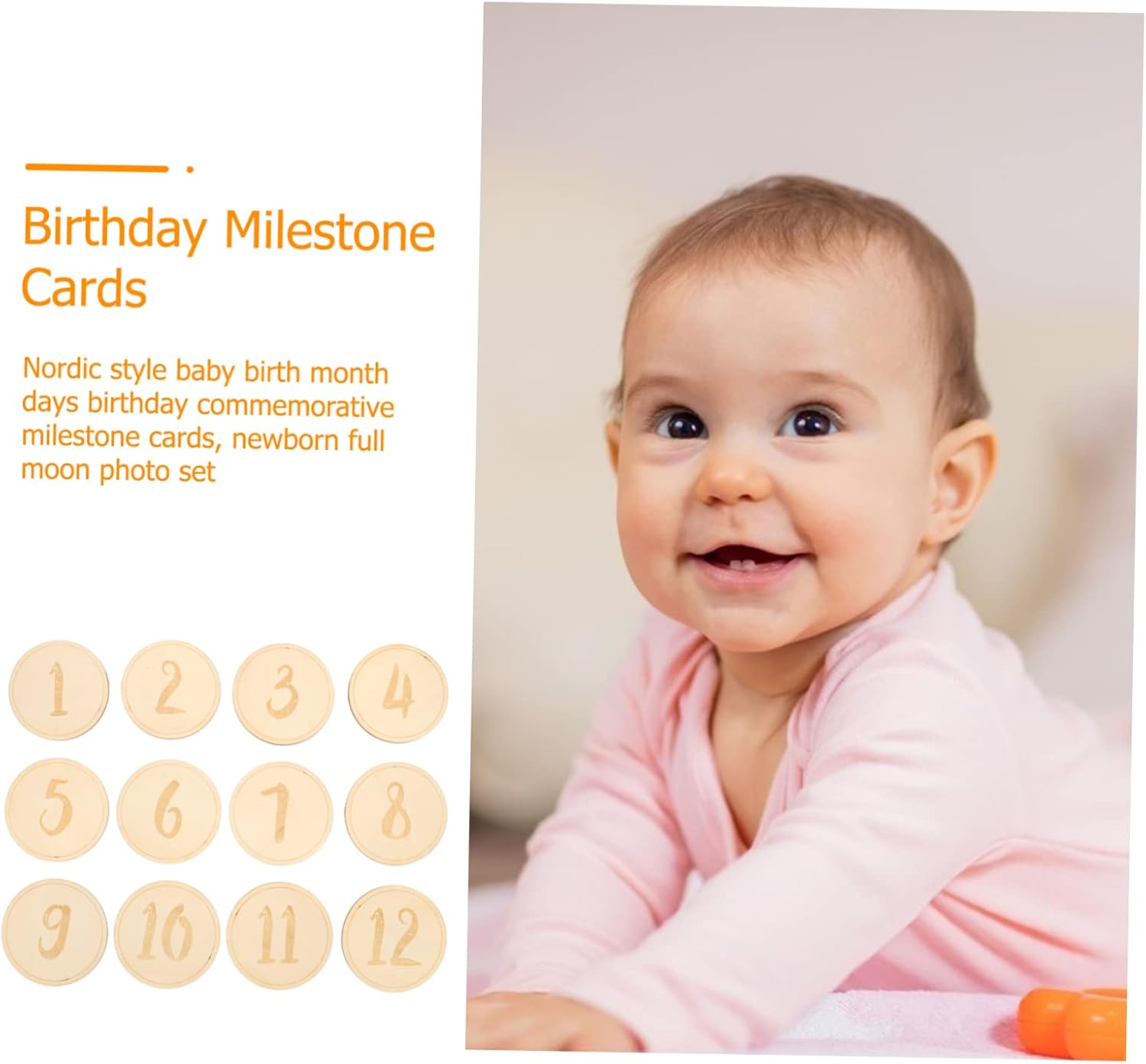 SHOWERORO 12Pcs Milestone Cards Memory Photo Cards for Newborn Photography Celebrate Monthly Growth Milestones for Pregnancy Announcements image number 6