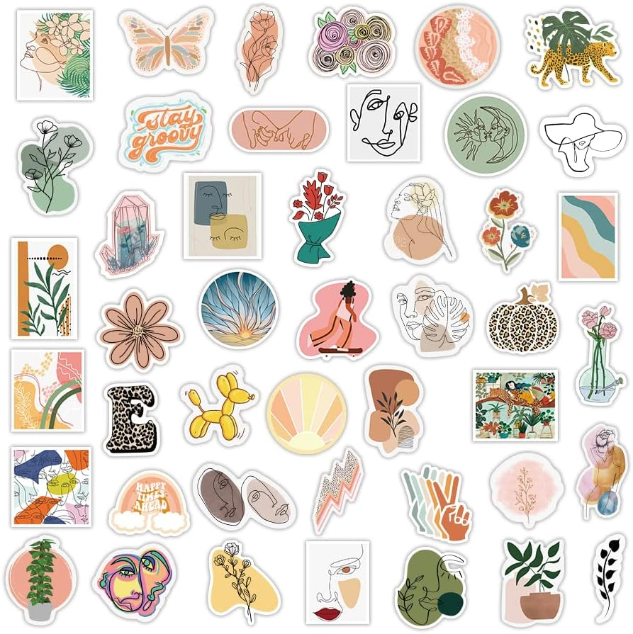 QTL Boho Stickers for Kindle Scrapbook 110Pcs Retro Aesthetic Stickers for Girls Teens Adults Kids Water Bottles Laptop Planner Junk Journal Vinyl Waterproof Pack image number 1