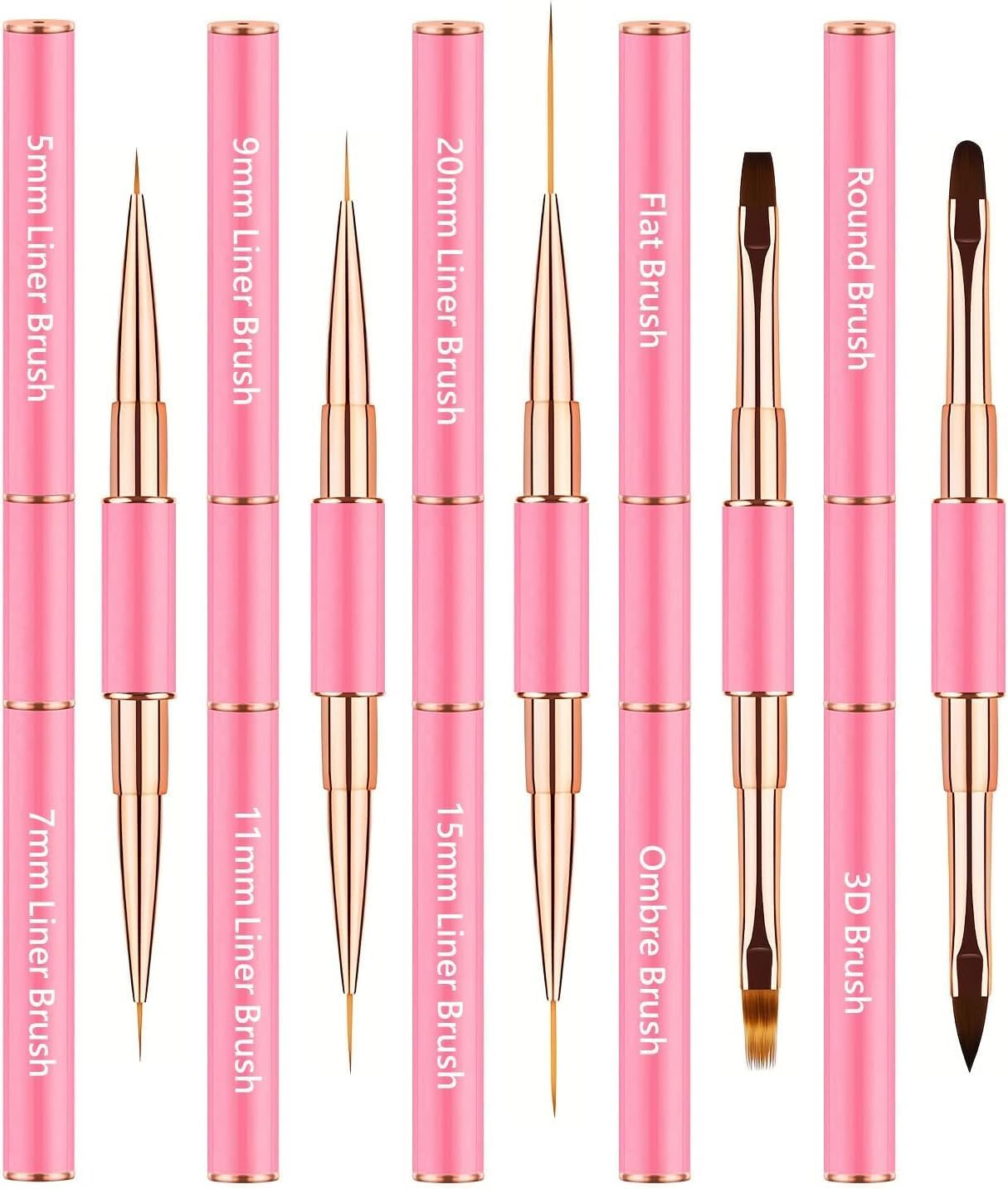 Nail Art Brushes Set - Professional 5Pcs Double-Ended Acrylic Nail Art Brushes Liner Detail Thin Brushes for Drawing Design Brushes Gel Builder Brushes 3D Nail Art Tools for Salon at Home DIY Manicure Nail Art Tool Kit (Black)