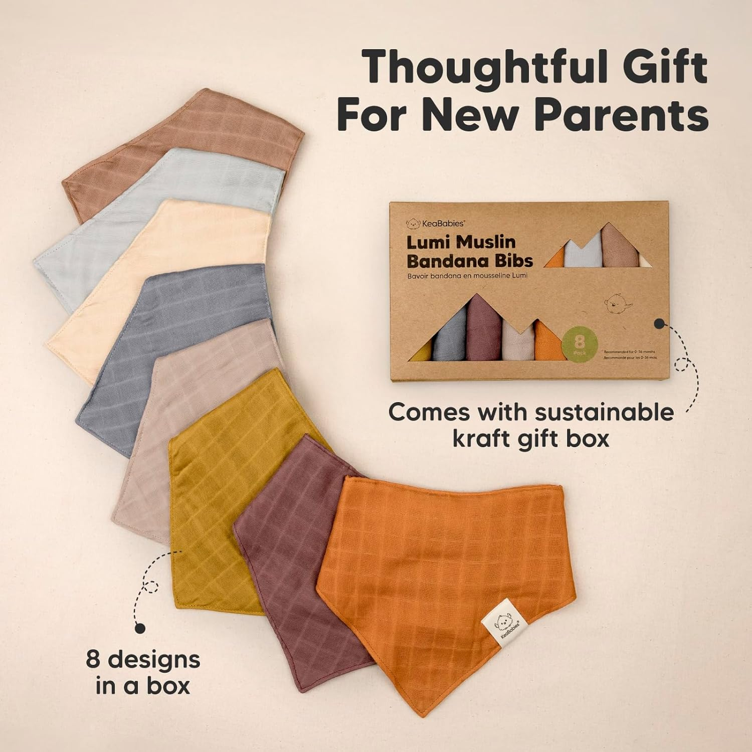 8-Pack Muslin Bibs, Baby Bibs for Boys, Girls - Bandana Bibs, Muslin Baby Bibs, Baby Girl Bibs, Baby Boy Bibs image number 2