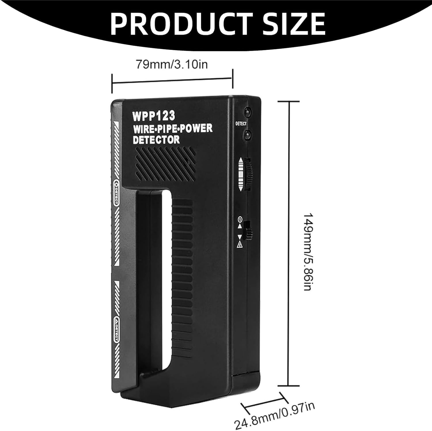 Wall Scanner Metal Detector, Adjustable Alert Pipe Power Wall Stud Finder Metal Detector for Adults, AC Wire Wpp123 Plastic High Sensitivity Black image number 3