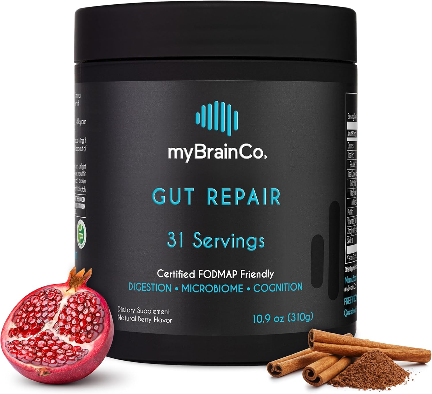 Mybrainco Gut Repair - Gut Health & Digestion Supplement for IBS, Bloating, Reflux and Leaky Gut - Low-Fodmap Certified with Probiotics, Prebiotic Fibre, Digestive Enzymes, L Glutamine, Marshmallow Root & More - Promotes a Healthy Microbiome & Optimal Digestive Health - Natural Berry - Powder (310 G) image number 2