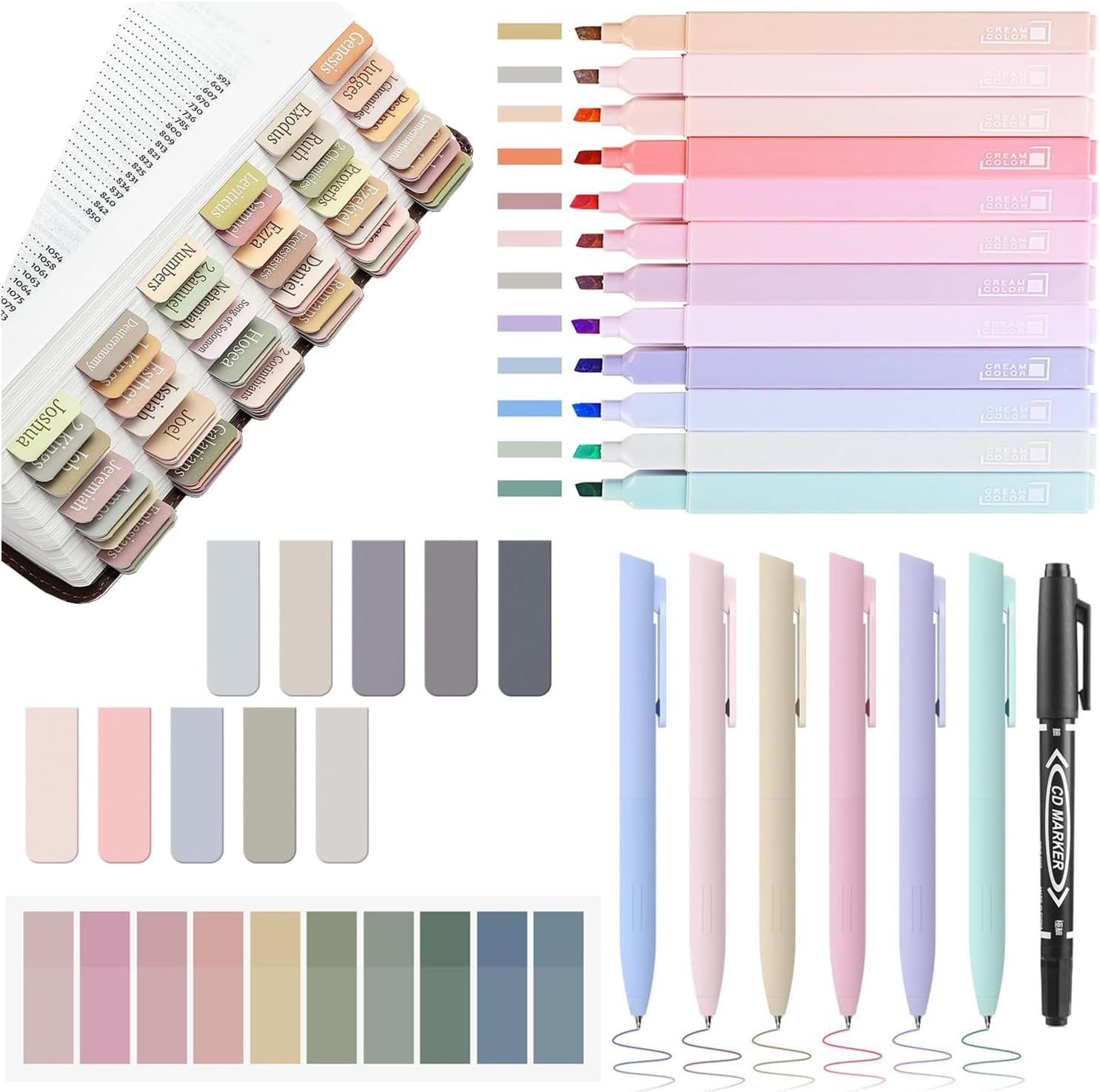 Bible Journaling Kit, Include 12 Bible Highlighters and 6 Pens No Bleed, 90 Laminated Bible Tabs, Magnetic Bookmarks, Sticky Notes, Bible Study Supplies Essentials Set for Women & Men image number 5