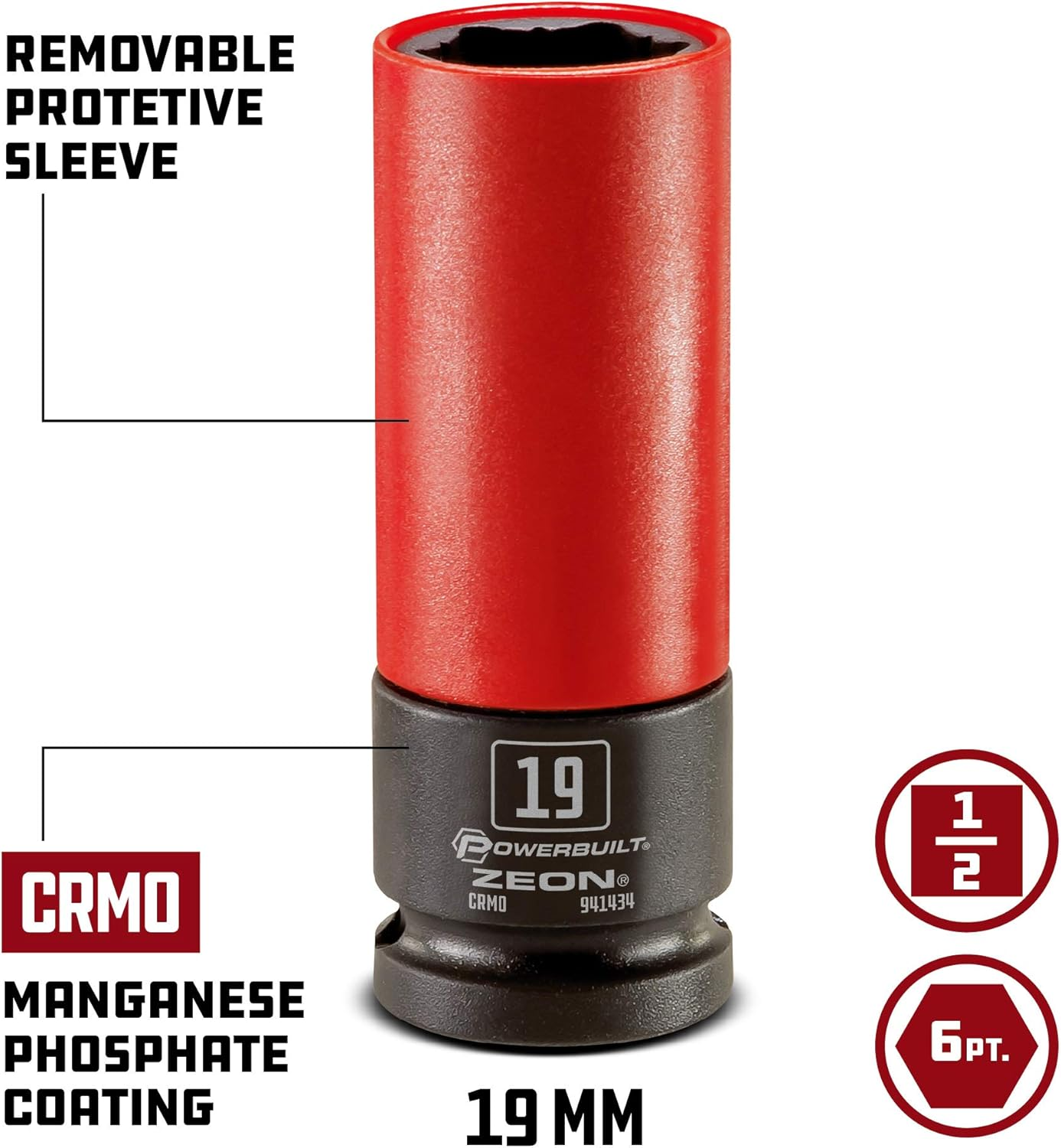 Powerbuilt 19Mm Zeon Lug Nut Socket Set for Damaged Lug Nuts - 941434M image number 5