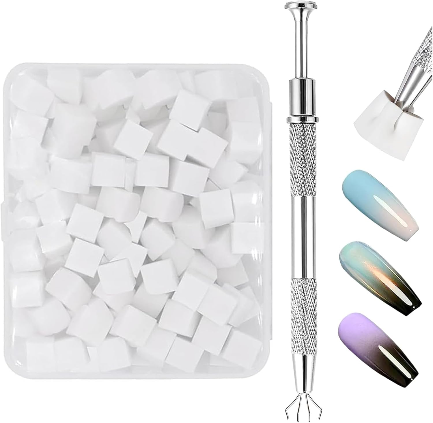 Acrylic Nail Sponge - 200-Pieces Gel Nail Sponges with Grabbing Pen,Manicure Art Polishing Tool for Friends Mom Girlfriend Family Wife Women image number 3