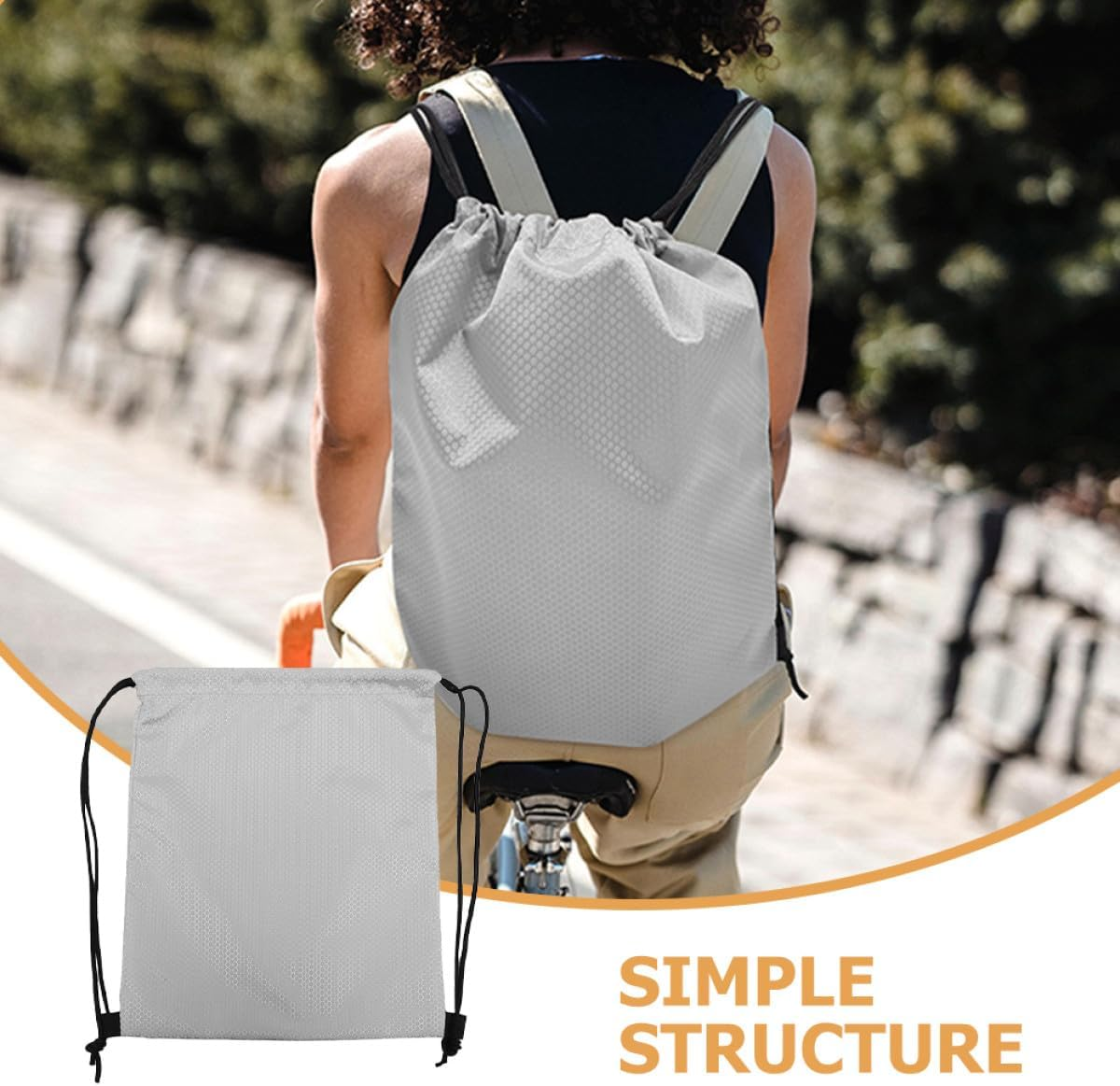 JOINPAYA 2Pcs Waterproof Drawstring Backpack Sports Bag Gym Sack Oxford Cloth Fitness Bag for Men Women Unisex Outdoor Basketball Cycling Gray image number 4