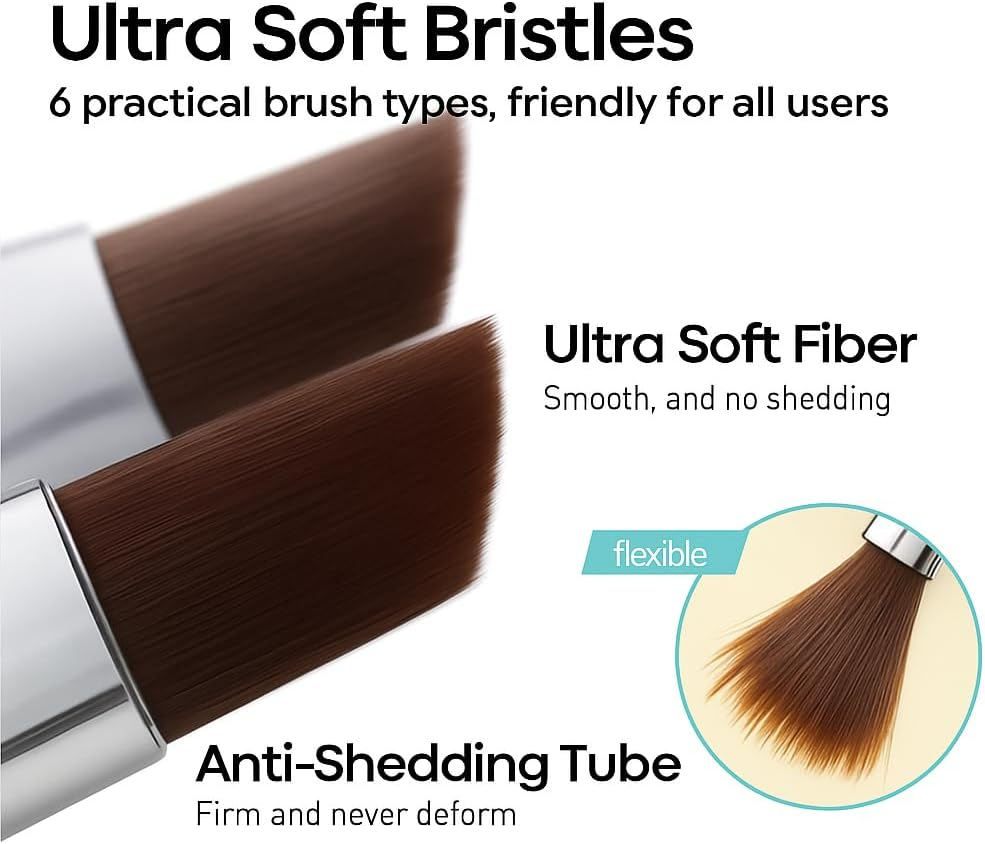 SOVYOULIVE 6 PCS Nail Art Brushes Set,Premium Kit for Gel Polish, 3D Design, Extension Building, and Detailed Painting | Salon & DIY Use image number 3