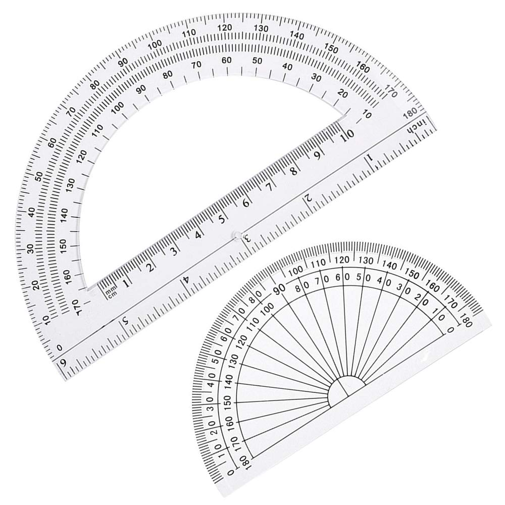 2-Piece Plastic Protractor Set, 4" and 6" Clear Color, 180&deg; image number 1