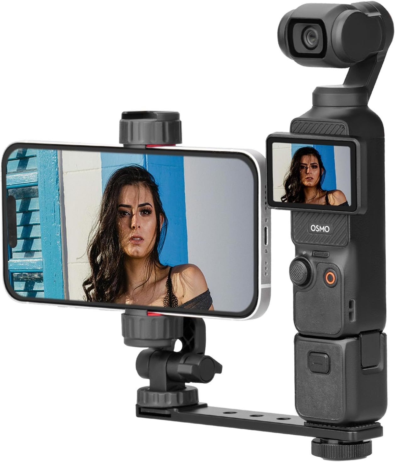 BRDRC Pocket 3 Phone Holder Mount, Metal Expansion Adapter Phone Clip with 1/4&rdquo; Screw and Cold Shoe for DJI Osmo Pocket 3 Creator Combo Accessories - Can Be Used with Tripod Selfie Stick image number 2