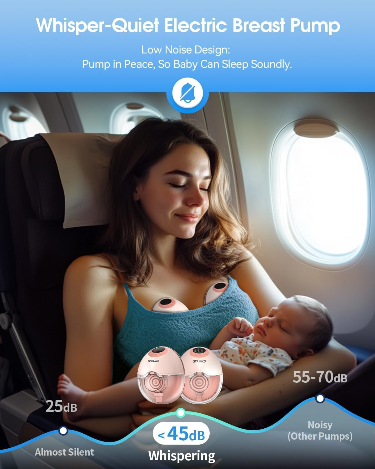 Hands Free Breast Pump Wearable with Voice Announcement, MY-381 - Strong Suction, Low Noise, Wearable Breastfeeding Pump with 4 Mode &12 Levels, 24Mm - 17/19/21/Insert/Flange, 1 Pack