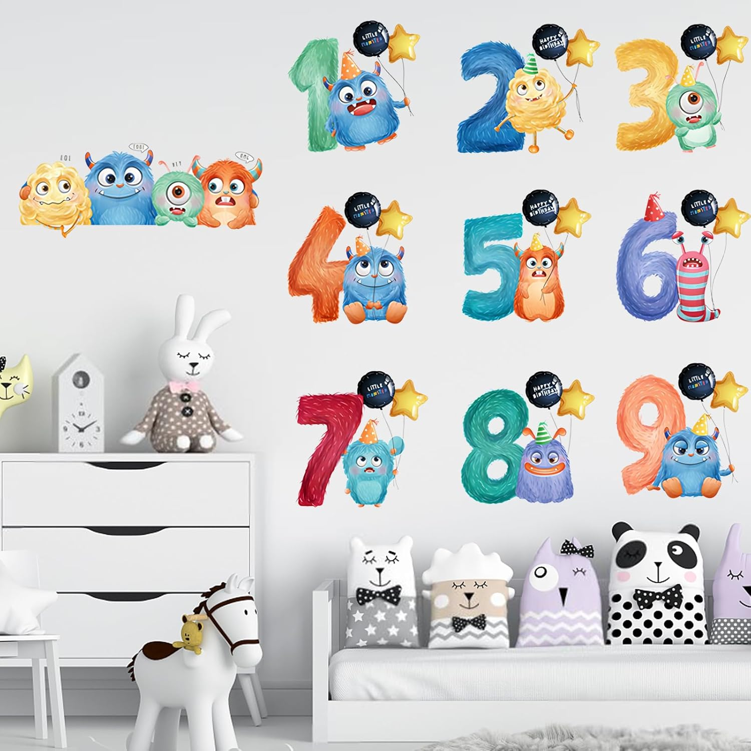 Number Wall Stickers 3D Wallpaper Stickers for Kids,Diy Creative Wall Decals Stickers Children Bedroom Living Room Nursery Background Wall Decor Removable Glass Sticker image number 1