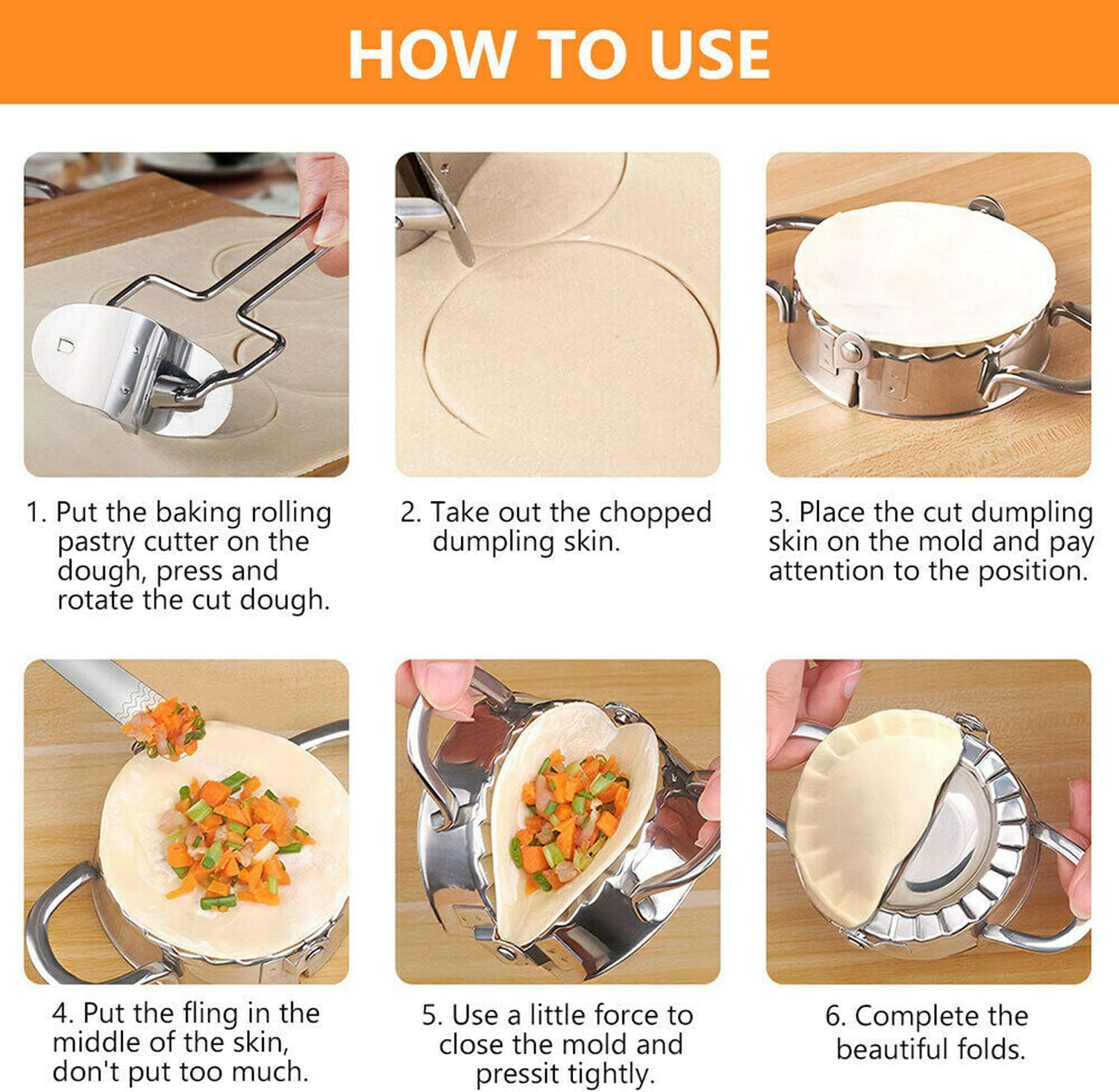 10Pcs Dumpling Maker- Stainless Steel Dumpling Press，Making Mold Mould Tool Dough Press Cutter Empanada Press Pie Ravioli Press Dumpling Wrappers Mold image number 2