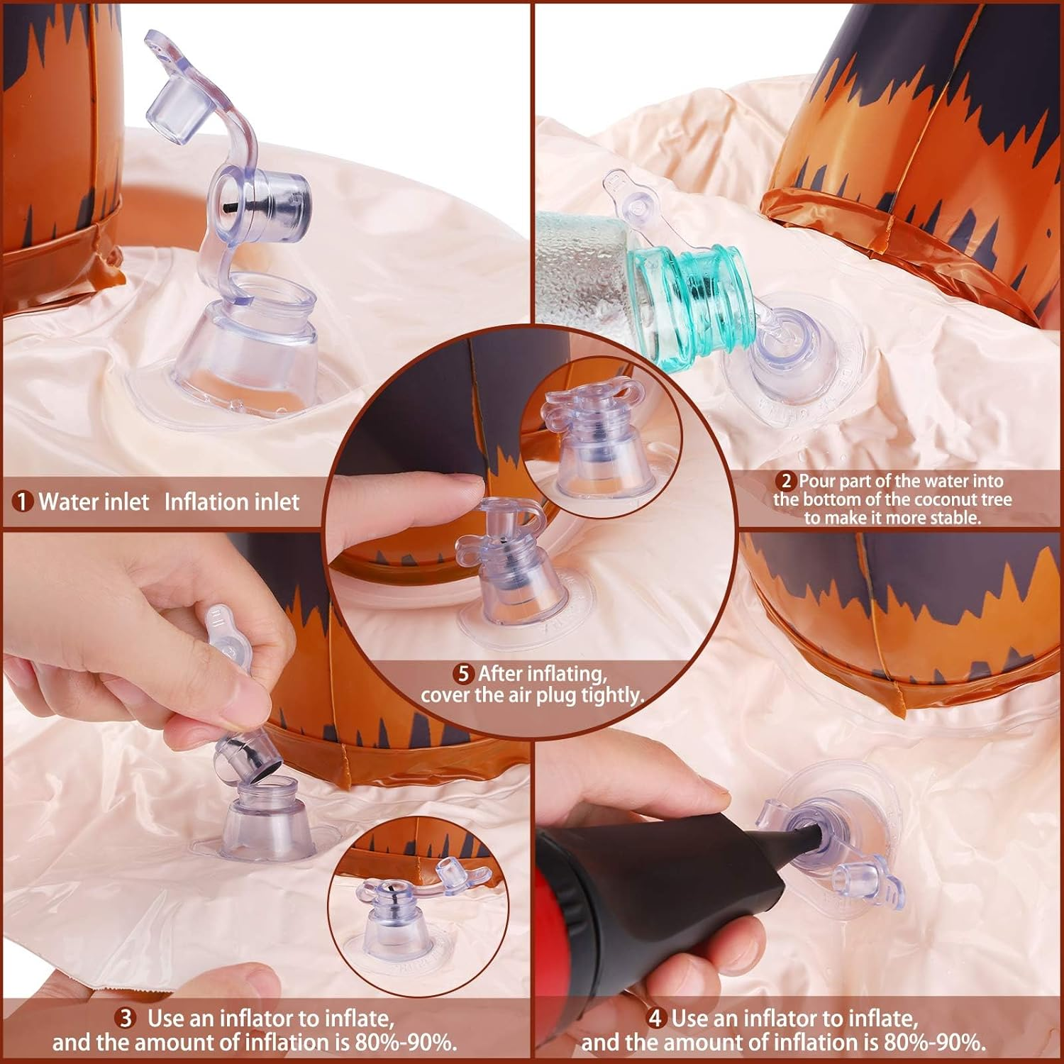 Ruisita Hawaiian Party Inflatable Toy Set Cactus with 8 Loops Palm Tree Flamingo Wingless Parrot 2 Pieces Beach Ball Dolphin Banana for Swimming Pool Beach Luau Fiesta Party Decor image number 4