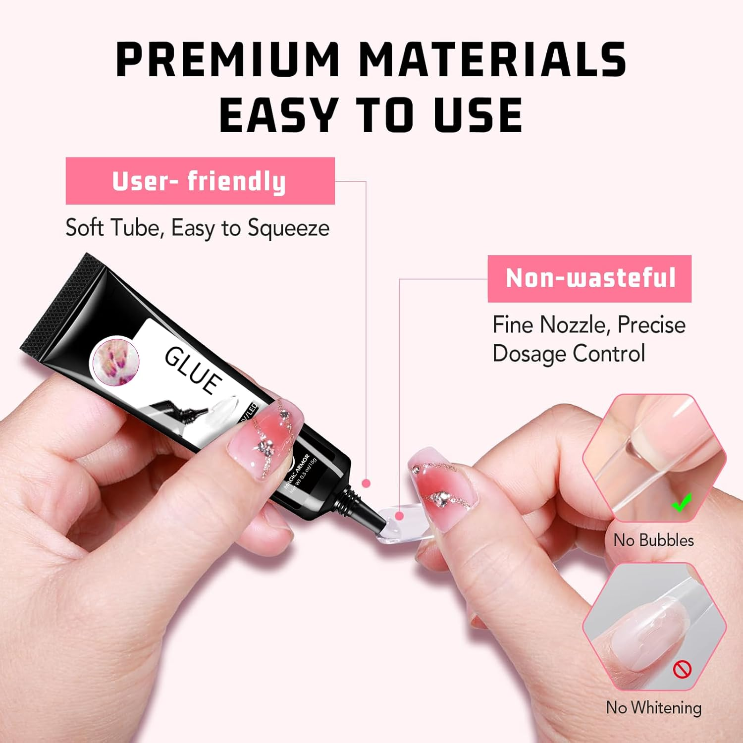 2PCS Nail Glue Gel No Uv Light Needed, Latest Semi Solid Glue for Press on Nails Long Lasting Fake Acrylic Nails Strong Glue Gel 15Gx2 image number 4