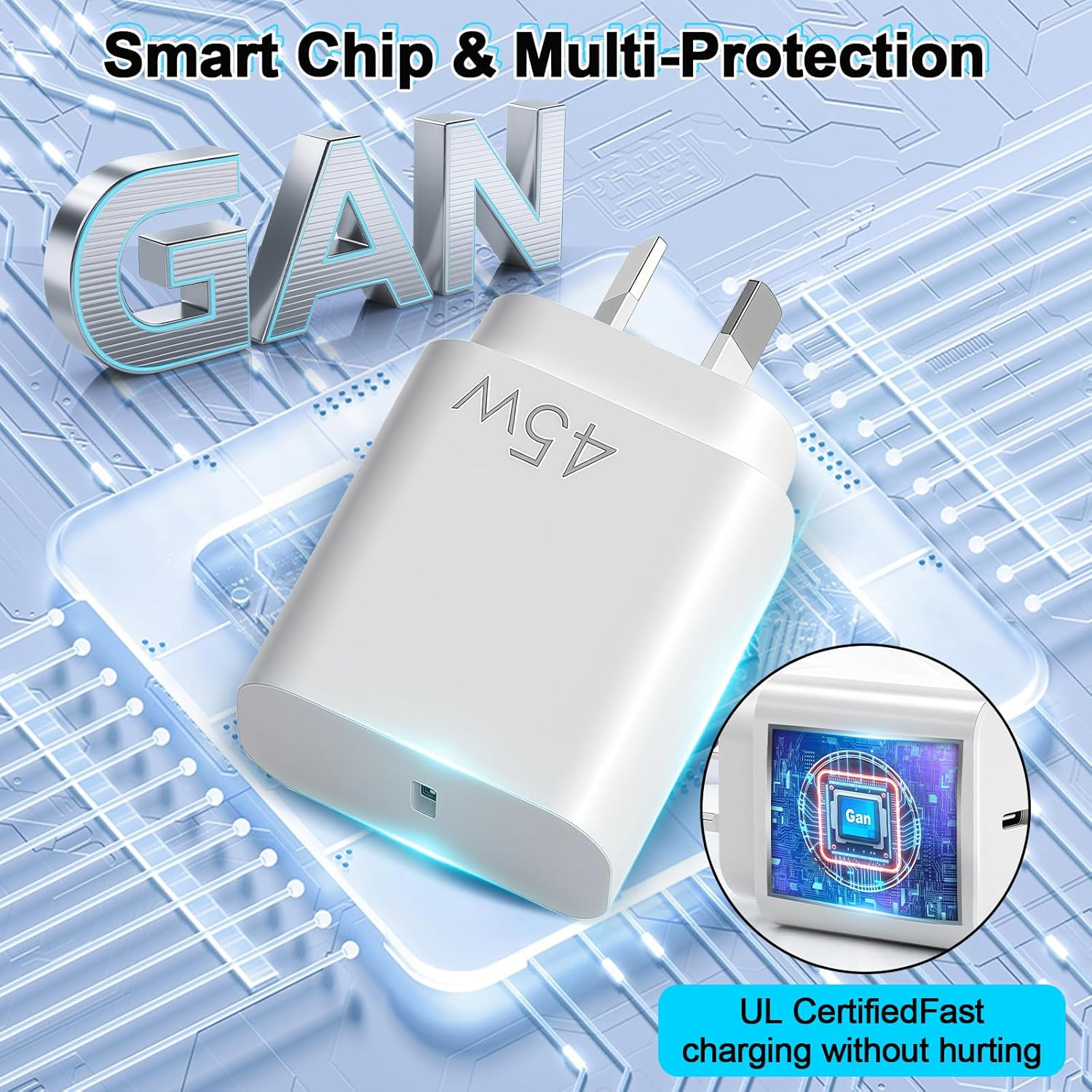 45W USB-C Fast Charger Block - Type C Wall Iphone Charger Plug for Iphone 17/16/15/14/13/12/11 Pro Max/Plus/Xsmax/Xr/X & Ipad Pro image number 1