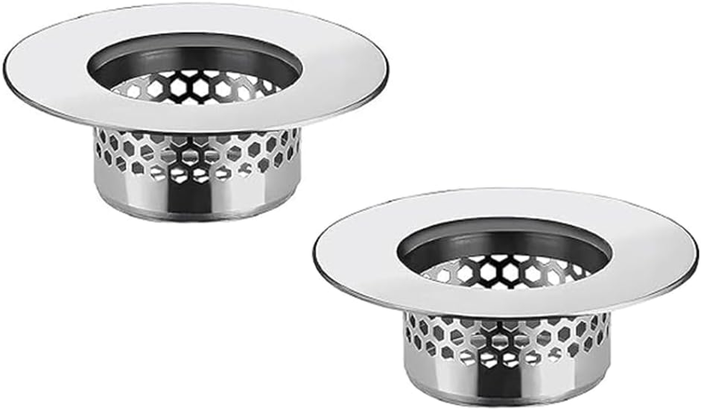 Bathroom Sink Strainer (2 Pack), Bathtub Drain Cover Lavatory Sink Drain Strainer Hair Catcher for Laundry Utility RV Sink, Stainless Steel Drain Filter. Fit Hole Size from 1.25" to 1.60" image number 4