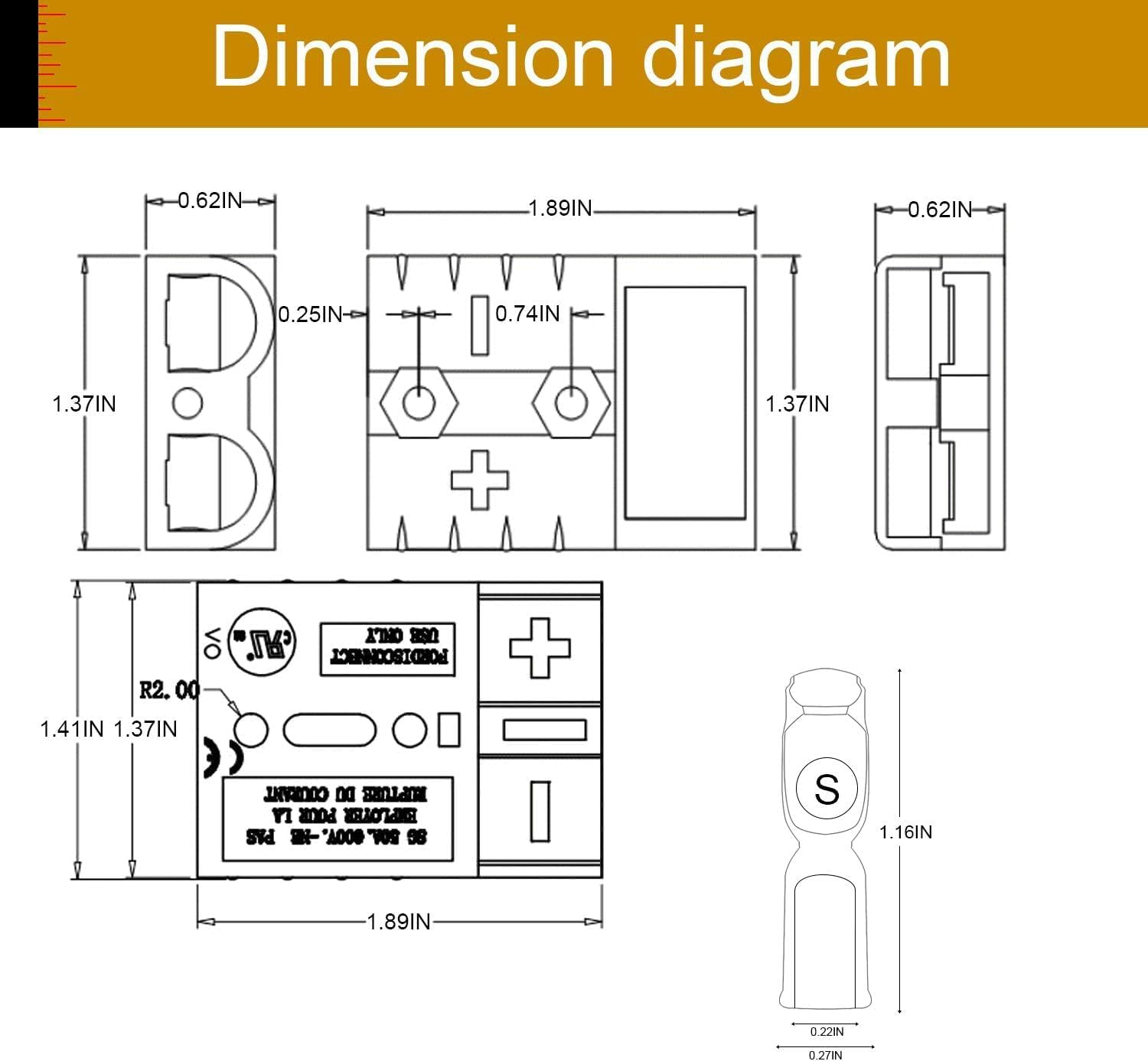 Anhoer Anderson Plug Connectors Battery Connector Quick Connect Modular Power Connectors Quick Connect Disconnect for Car Motorhome Caravan Camper Boat 600V (Red, 4 X 50A + Rubber Caps) image number 7