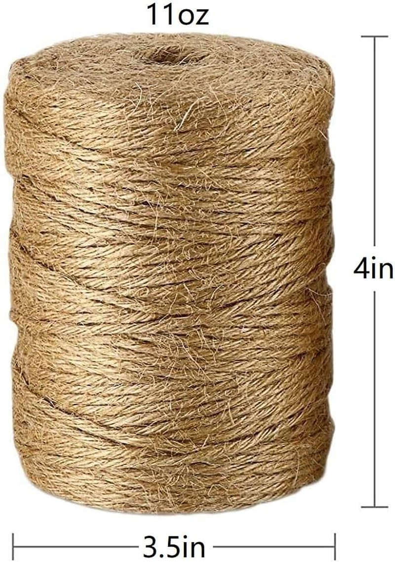 Natural Jute Twine 656 Feet 6 Ply 3Mm for Arts Crafts Gift Christmas Industrial Packing - Durable String for Gardening Applications (2 PCS X 328 Feet) image number 2