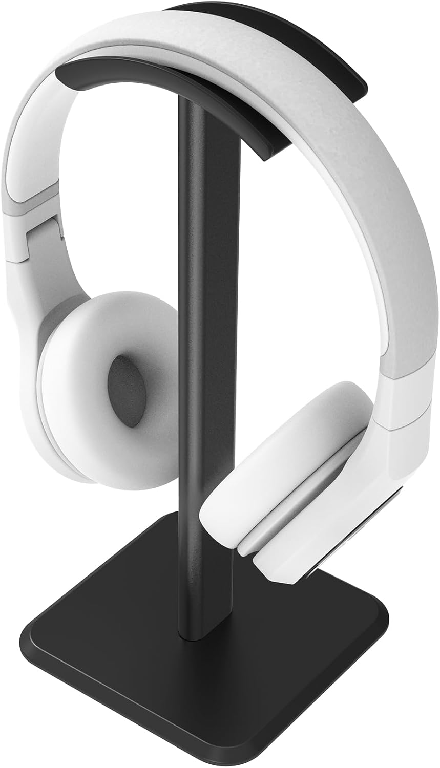 Headphone Stand, Headset Stand with Aluminum Supporting Bar, ABS Solid Base Universal Fit for Gaming Headsets, Wireless Headphones Black image number 2
