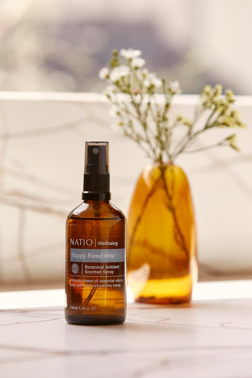 Natio Australia Wellbeing Ambient Scented Spray - Happy Blend Mist, 100Ml - Geranium, Orange, Lavender, Chamomile & Ylang Ylang - Room Mist, Linen Spray, Home Fragrance - Made in Australia image number 2