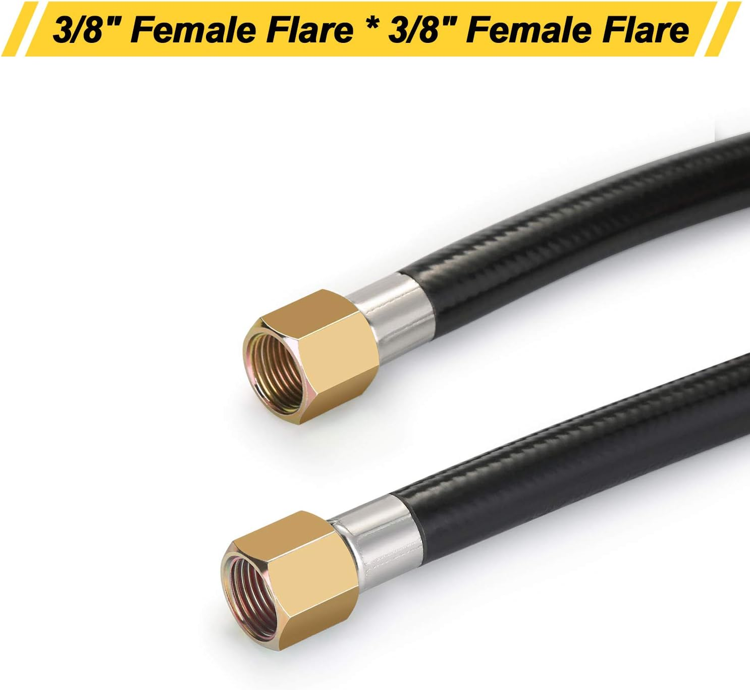 WADEO 20 FT Propane Hose Assembly with Both 3/8 Inch Female Flare for Gas Grill, RV, Fire Pit, Heater, Etc, Included a Pipe Fitting 3/8 Inch Flare X 1/8 Inch MNPT