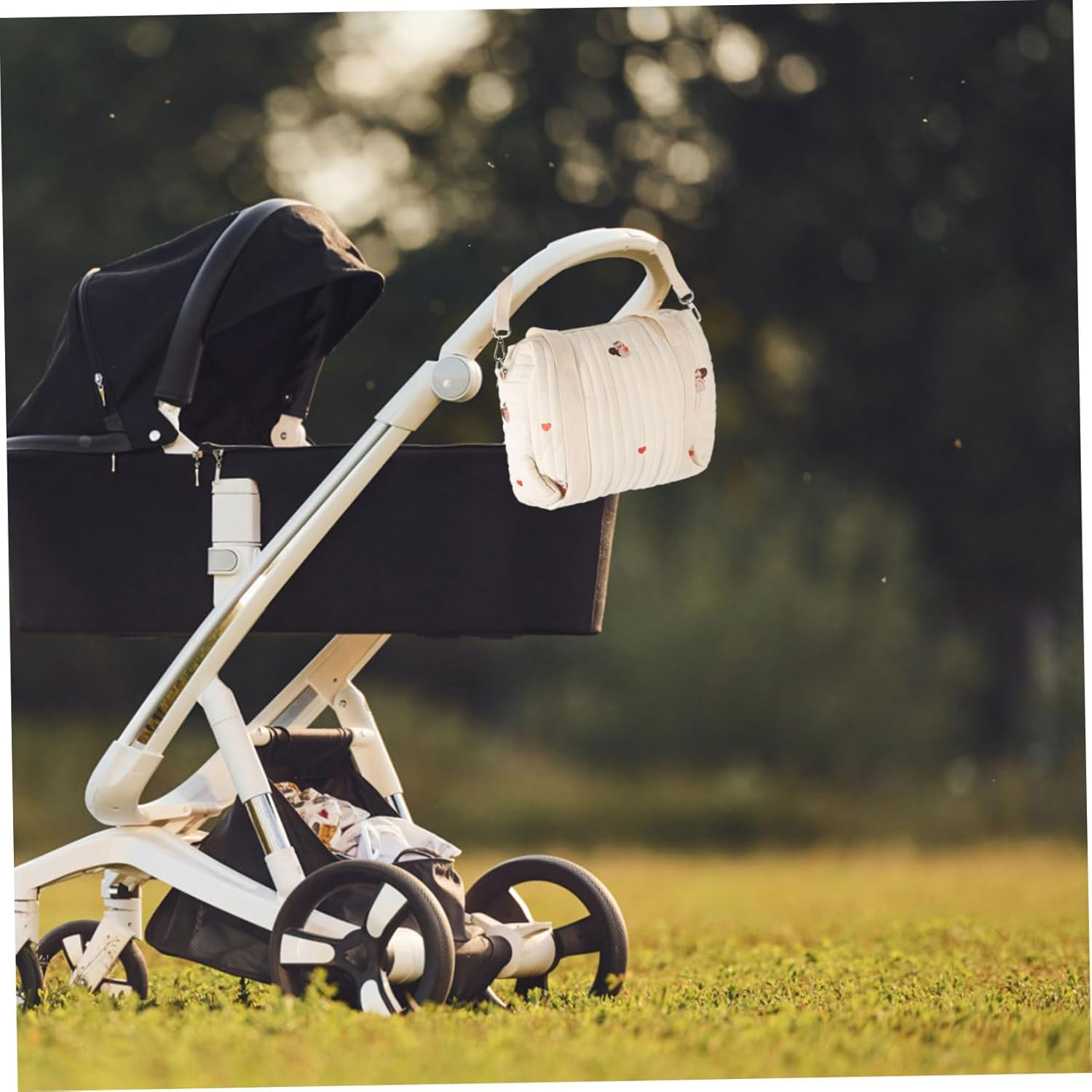 Cotton Diaper Bag Compact Portable for Travel Outdoor Double Straps Tote Storage image number 2