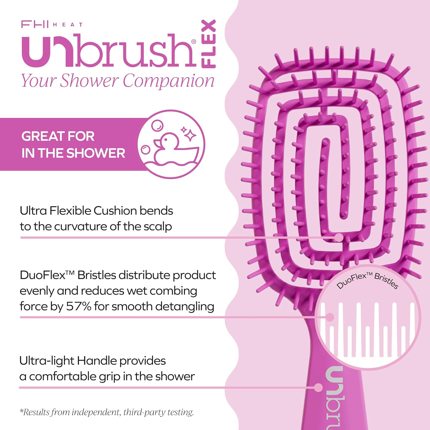 FHI Heat Unbrush Flex Detangling Hair Brush - Pink - Pink image number 6