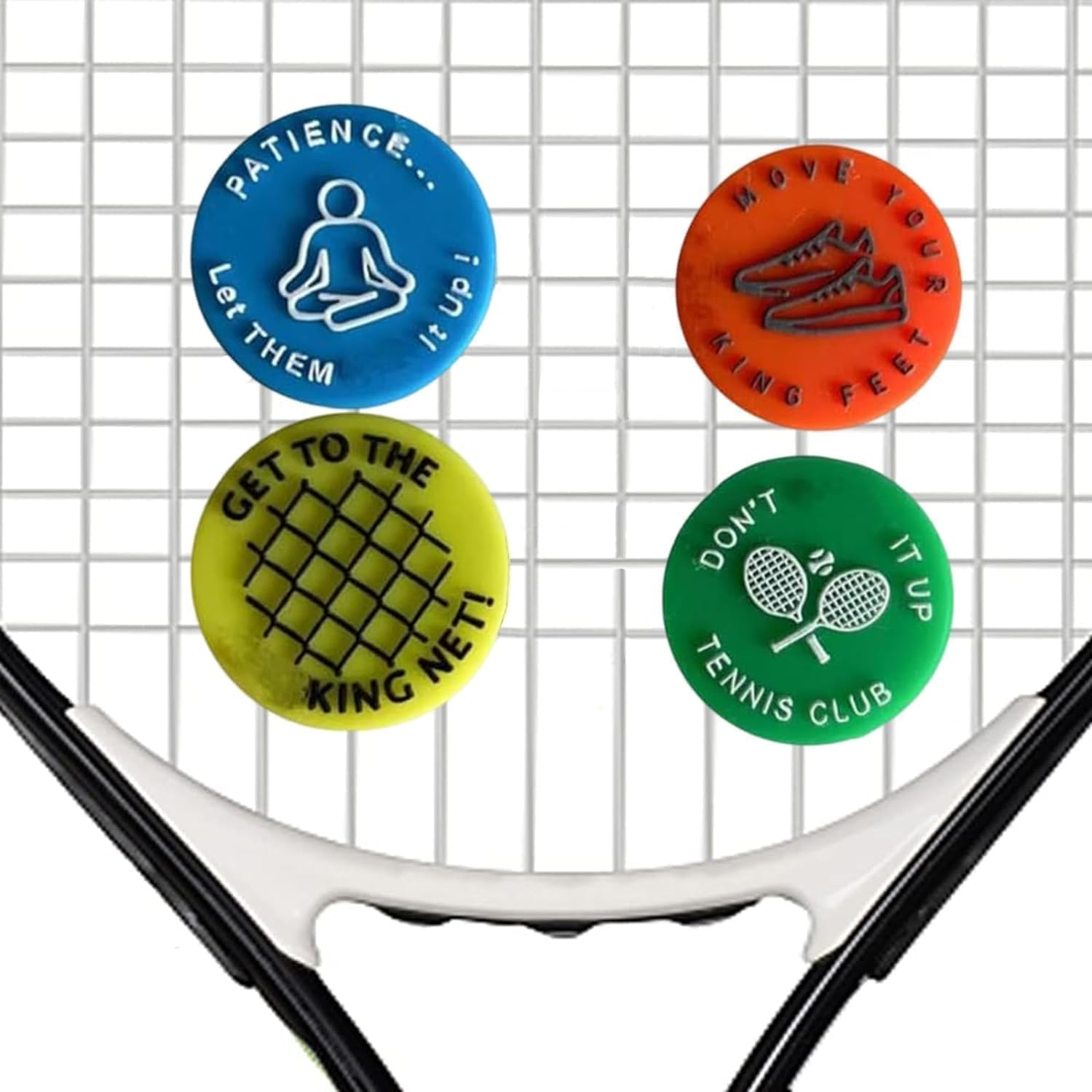 ZGLUZP 4 Pcs Spicy/Aggressive Reminder to Keep You on Your Tennis Game - Tennis Vibration Dampener, Tennis Racket Dampener, the Best Tennis Gift for Every Player Team Tennis Vibration Dampeners image number 3