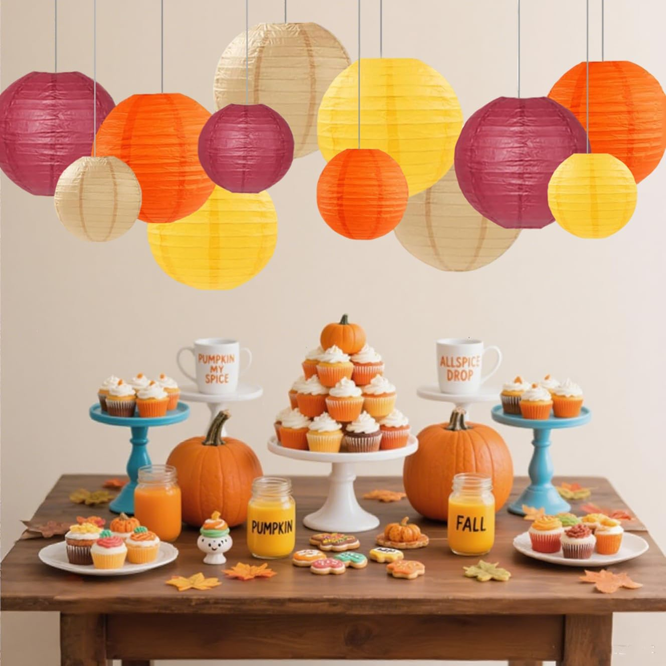 Capesaro Burgundy Maroon Wine Paper Lanterns Decorative 12 Pieces Party Hanging Decorations for Rustic Autumn Party Bridal Shower Wedding Baby Shower Graduation Anniversary Room Decoration image number 5