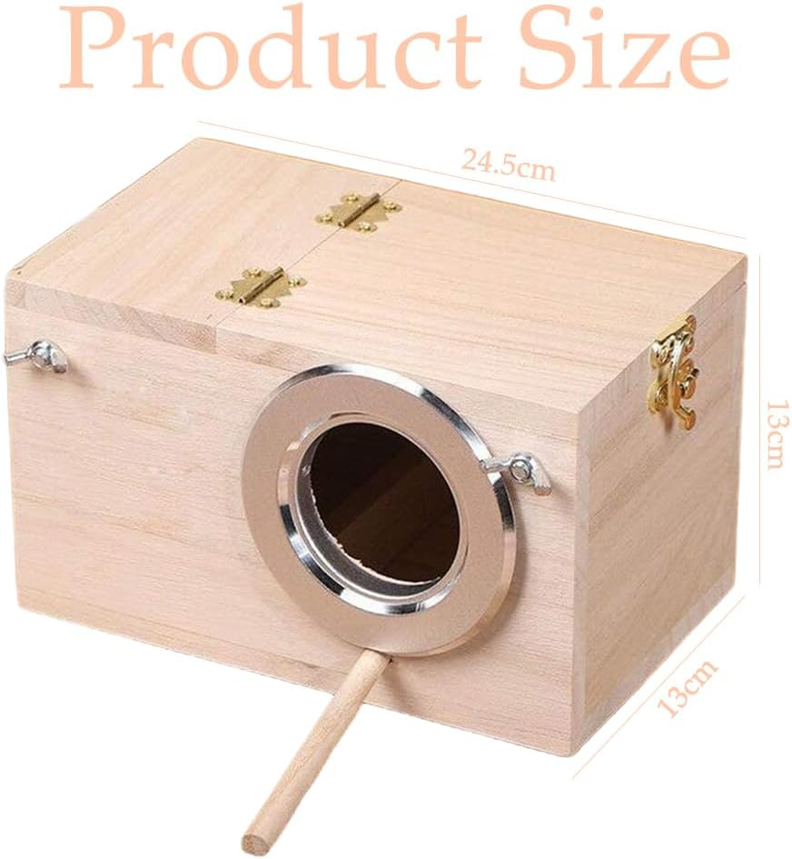 Wooden Parakeet Nesting Box, Bird Breeding Box, Birdhouse, Bird Cage for Finches, Cockatiels, Budgies, Conures, and Other Parrots (24.5 * 13 * 13 Cm) image number 5