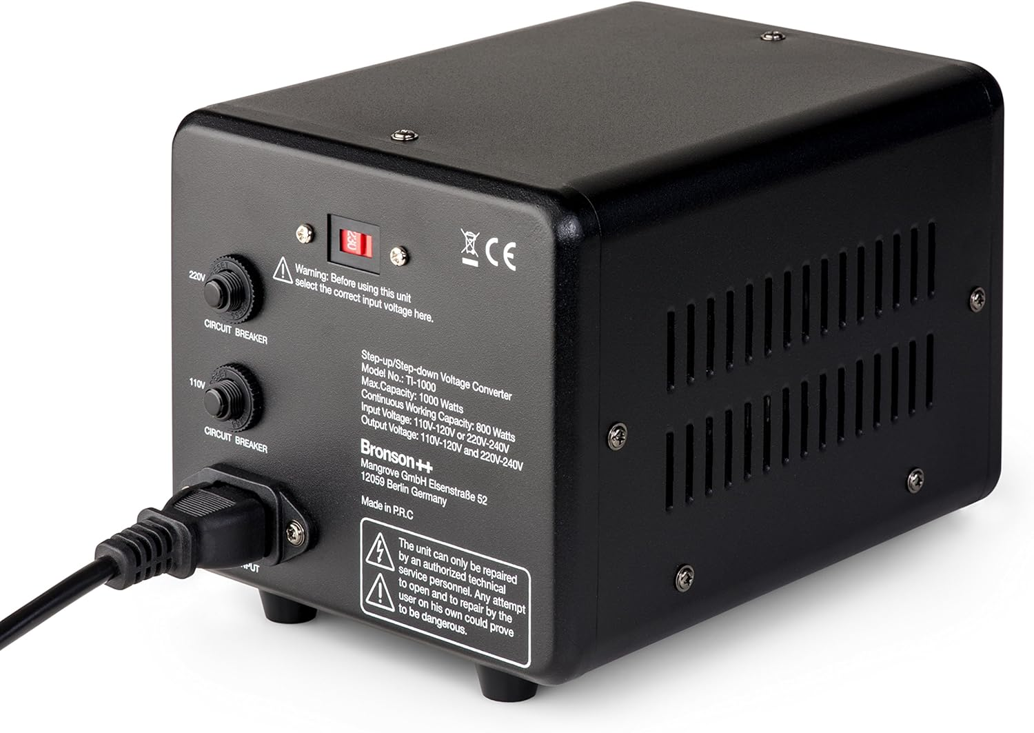 Bronson++ TI 1000 110 Volt USA Voltage Converter Toroidal Core Transformer 1000 Watt In: 110 V or 220 V/Out: 110 V and 220 V - Bronson 1000 W