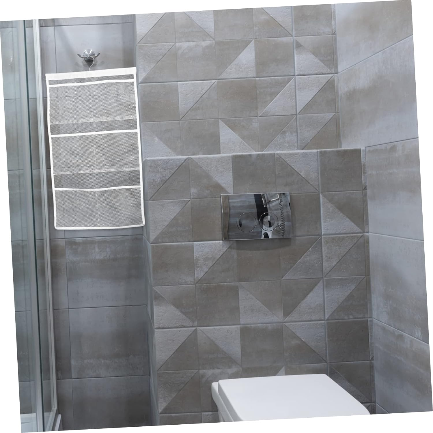 WATIIFUFU White Mesh Shower Organizer Hanging Bag with Space-Saving Bathroom Accessories for Boy Girl and Adults Tidy Storage for Shower Curtain Rod Easy to Fold When Not in Use image number 6