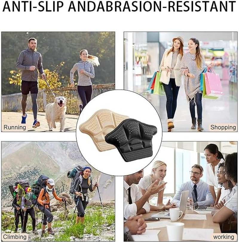 10 Pairs Leather Heel Cushion Inserts for Boots & Sport Shoes - Reusable Adhesive Heel Grips Liners for Comfort, Blister Prevention & Pain Relief Heel Stoppers (10MM)