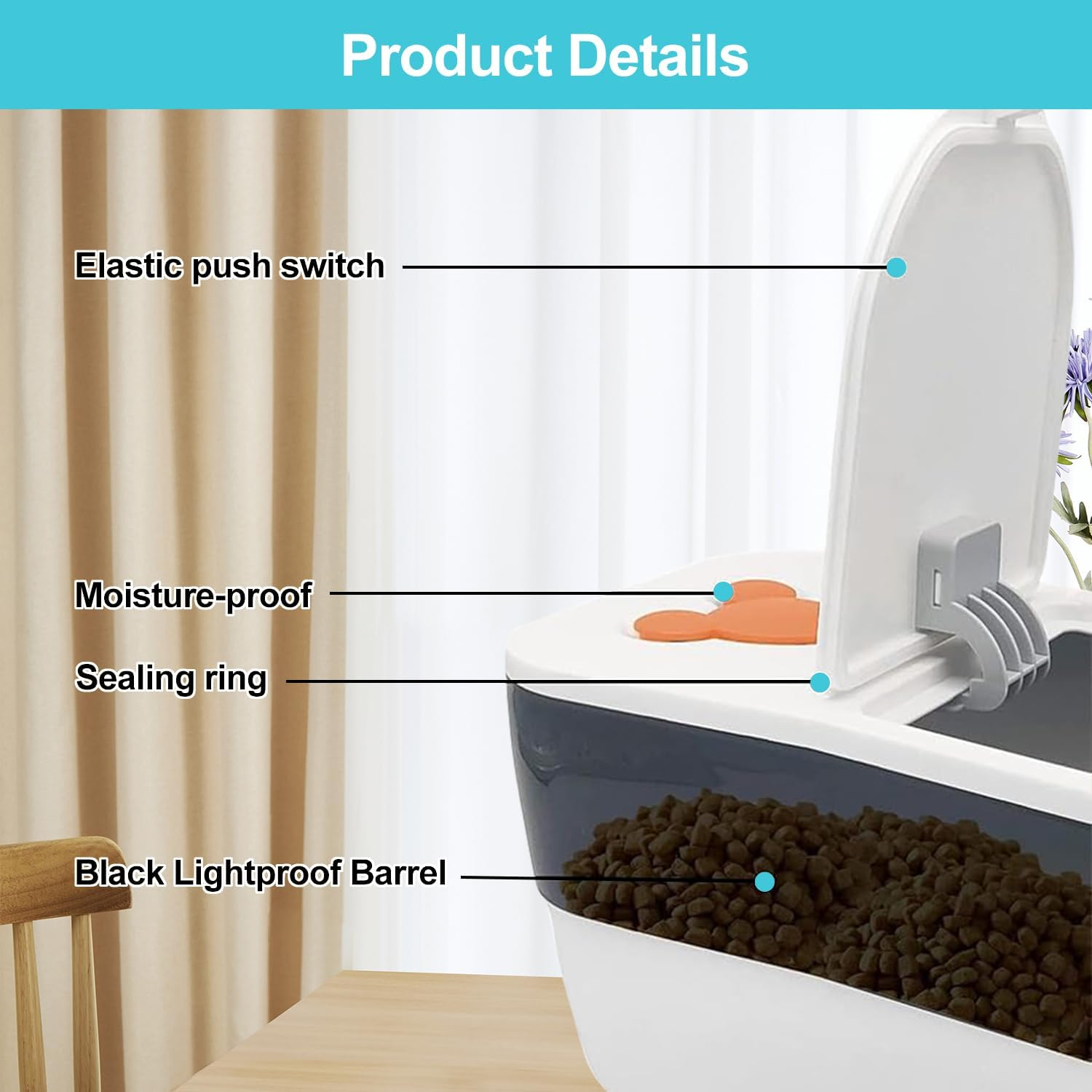 Peiqi Pet Food Storage Container, Airtight Pet Food Storage Container with Measuring Cup, Plastic Cat & Dog Food Storage Bins, Ideal for Rice Cereal Flour Pet Food 11 Lb, Keep Dry Food Fresh (5KG) image number 1