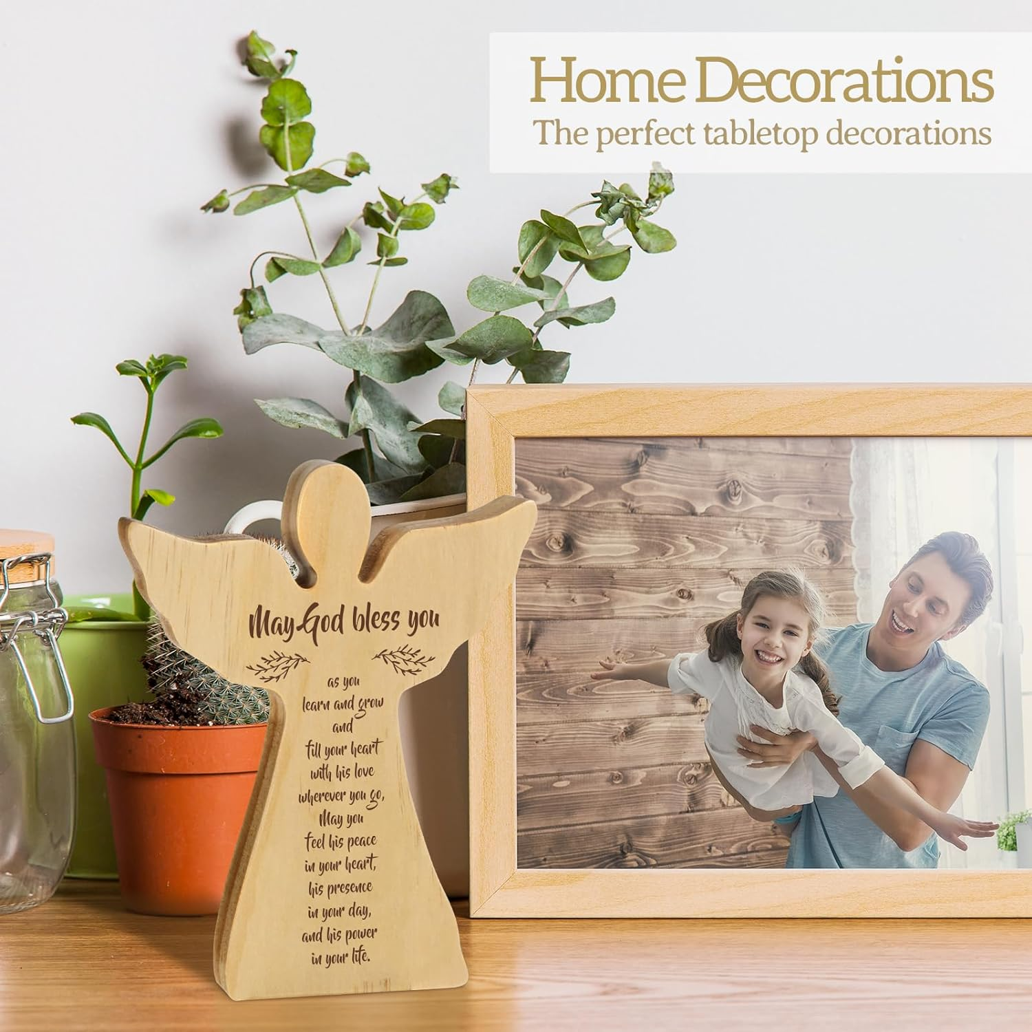 Baptism Gifts for Girl Boy, Baby Christening Gifts for Girls and Boy, Baby Gifts for Girls Boys, Confirmation Gifts for Boy Girl from New Parents, Wooden Angel Decorative Plaques image number 5