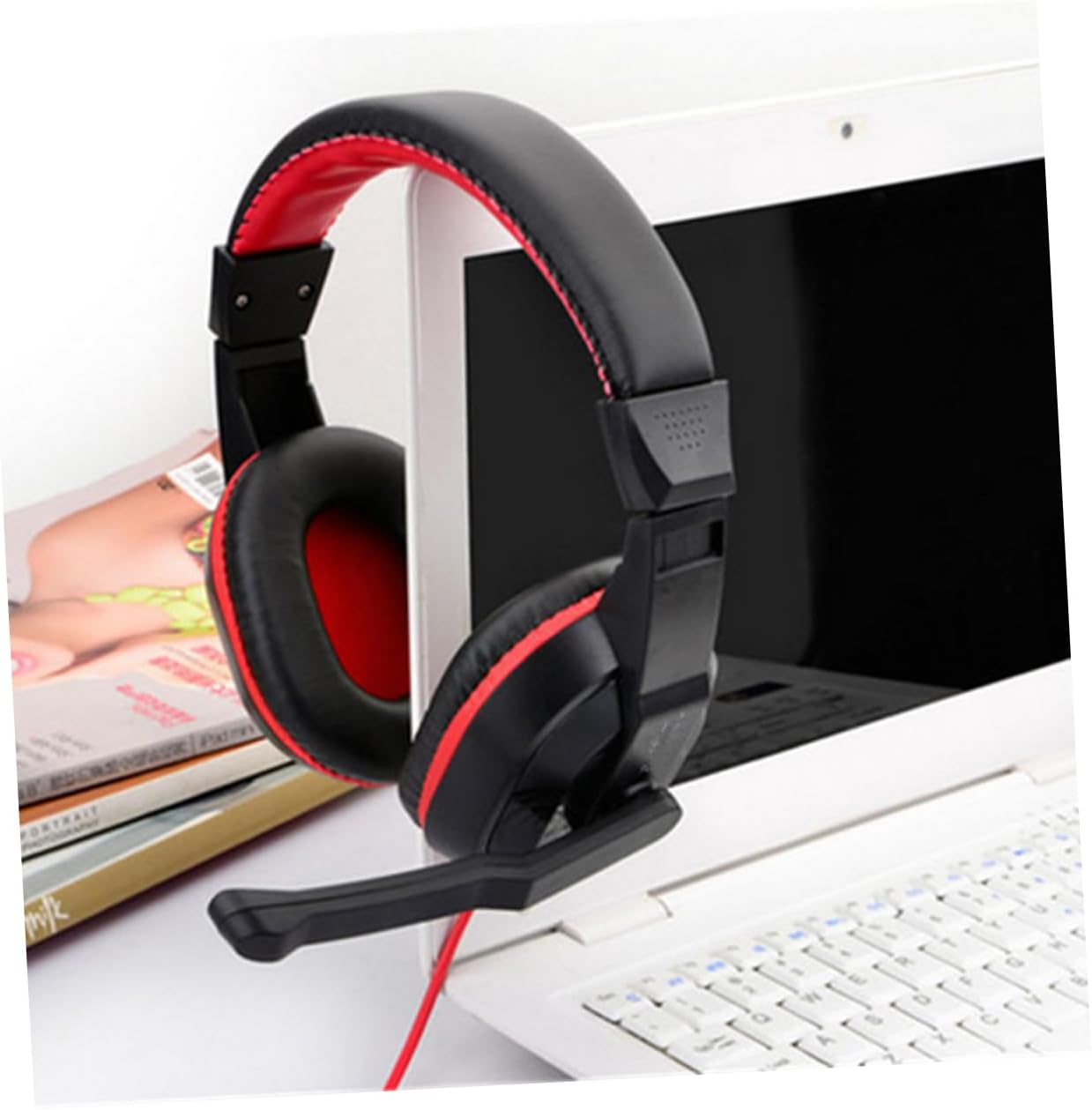 FUNNETOYU Adjustable Wired Game Headphones with Noise-Canceling Microphone for Pc and Laptop, Over-Ear Stereo Headset Suitable for Gaming and Computer Use, Random Color image number 1