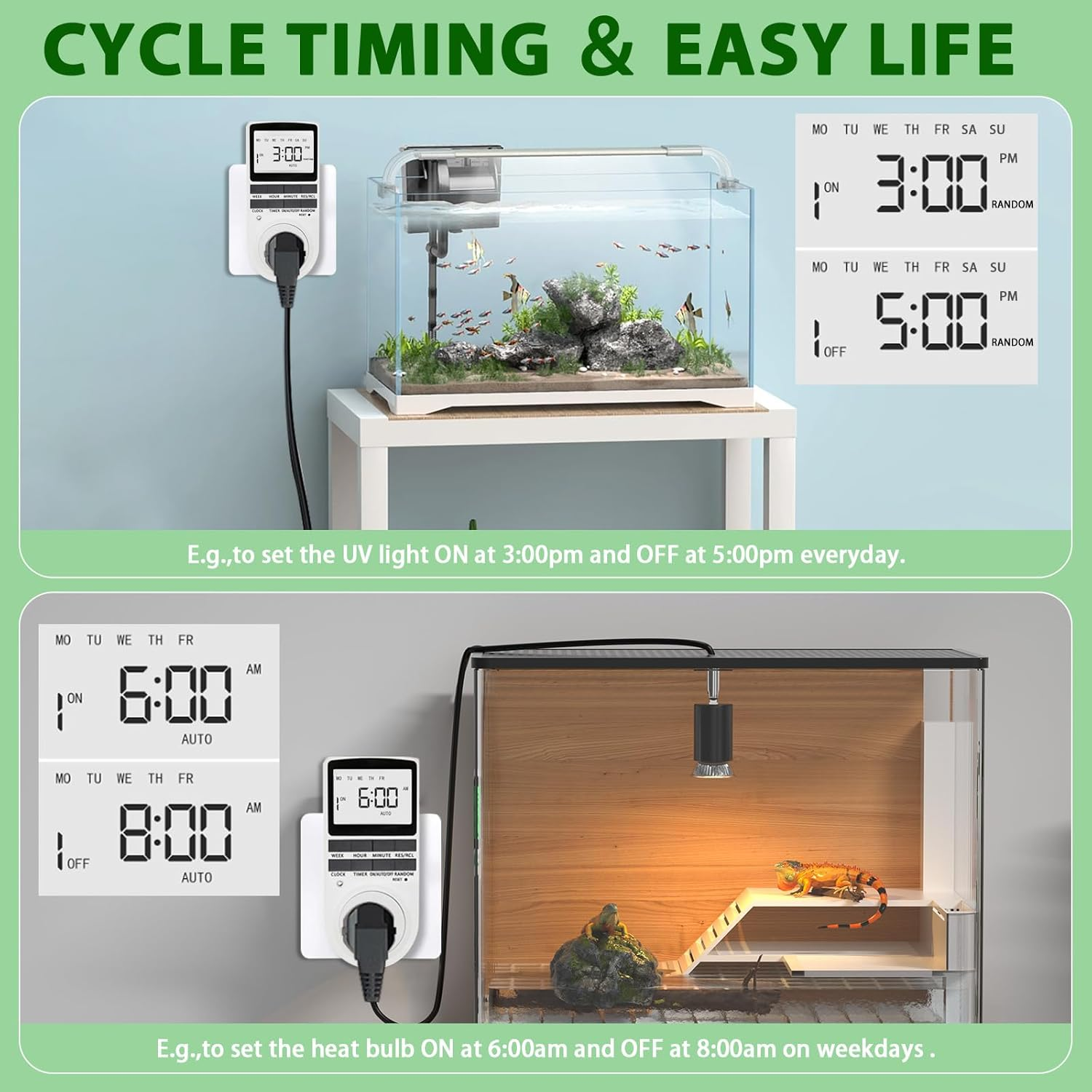 Lamptobe Power Timer, 7-Day Programmable Electrical Outlet Power Switch 240V, AU Plug Clock, LCD Display for Aquarium, Grow Light, Fan, Heater, Lights image number 5