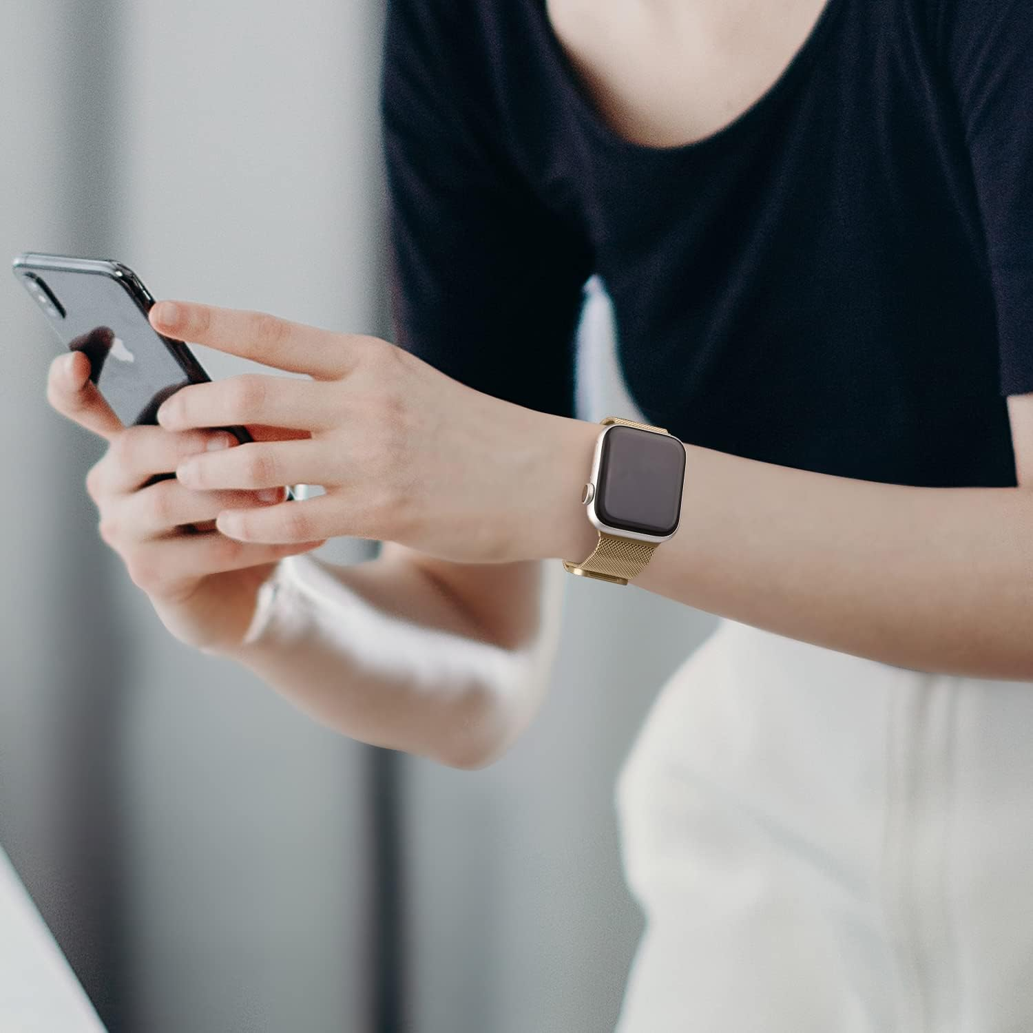 Metal Stainless Steel Bands for Apple Watch Bands 38Mm 40Mm 41Mm 42Mm 44Mm 45Mm, Loop Magnetic Milanese Mesh Strap for Iwatch Series 9 8 7 6 5 4 3 2 SE