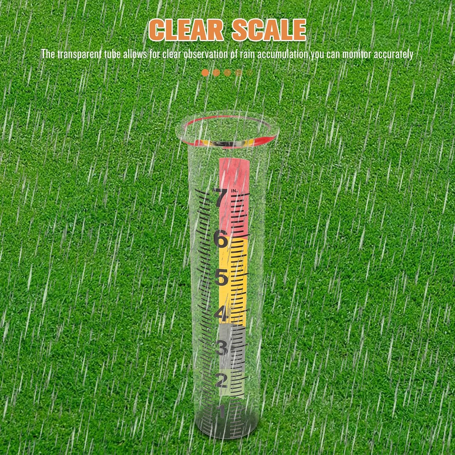 2Pcs Freeze Clear Rain Gauge with Numbers Accurate Precise Scale Outdoor for Garden Deck Lawn Cold-Resistant Rainwater Measuring Tube image number 6