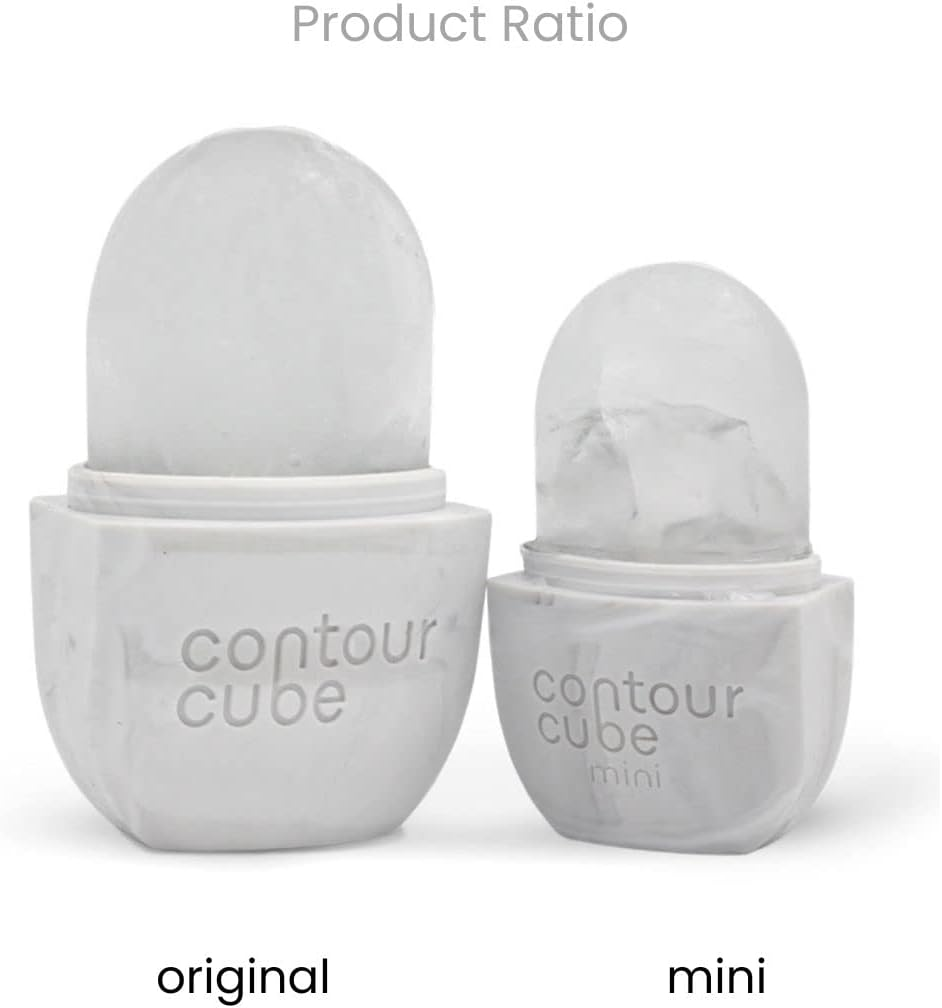 Contour Cube Mini - Revolutionary Ice Roller for Sculpting & De-Puffing - Face Ice Roller & Massager - Ice Mold for Face - Compact Skin Care Tools for Daily Skincare & Travel - Marble - Blue image number 4