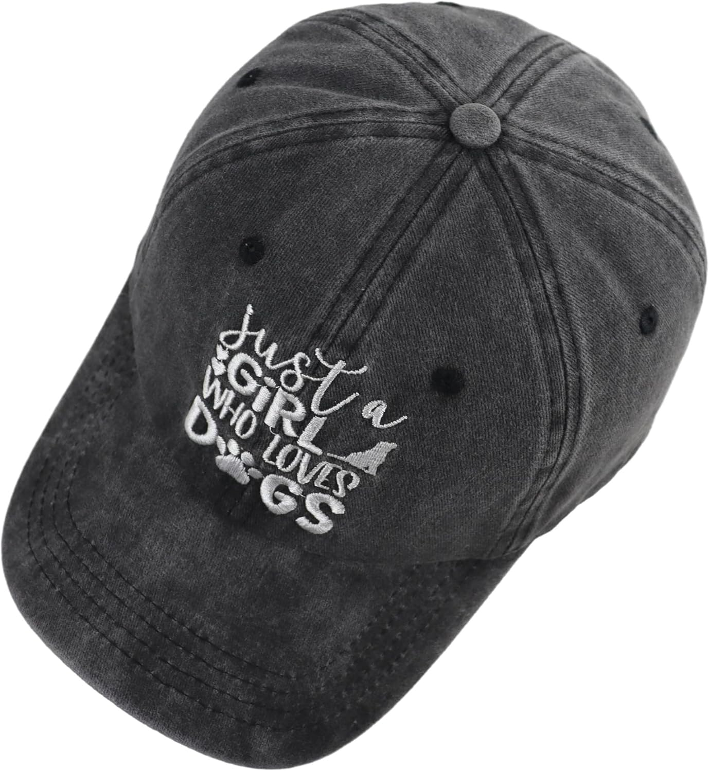 Just a Girl Who Loves Dogs Hat for Women, Funny Adjustable Embroidered Dog Mom Baseball Cap - Black image number 5