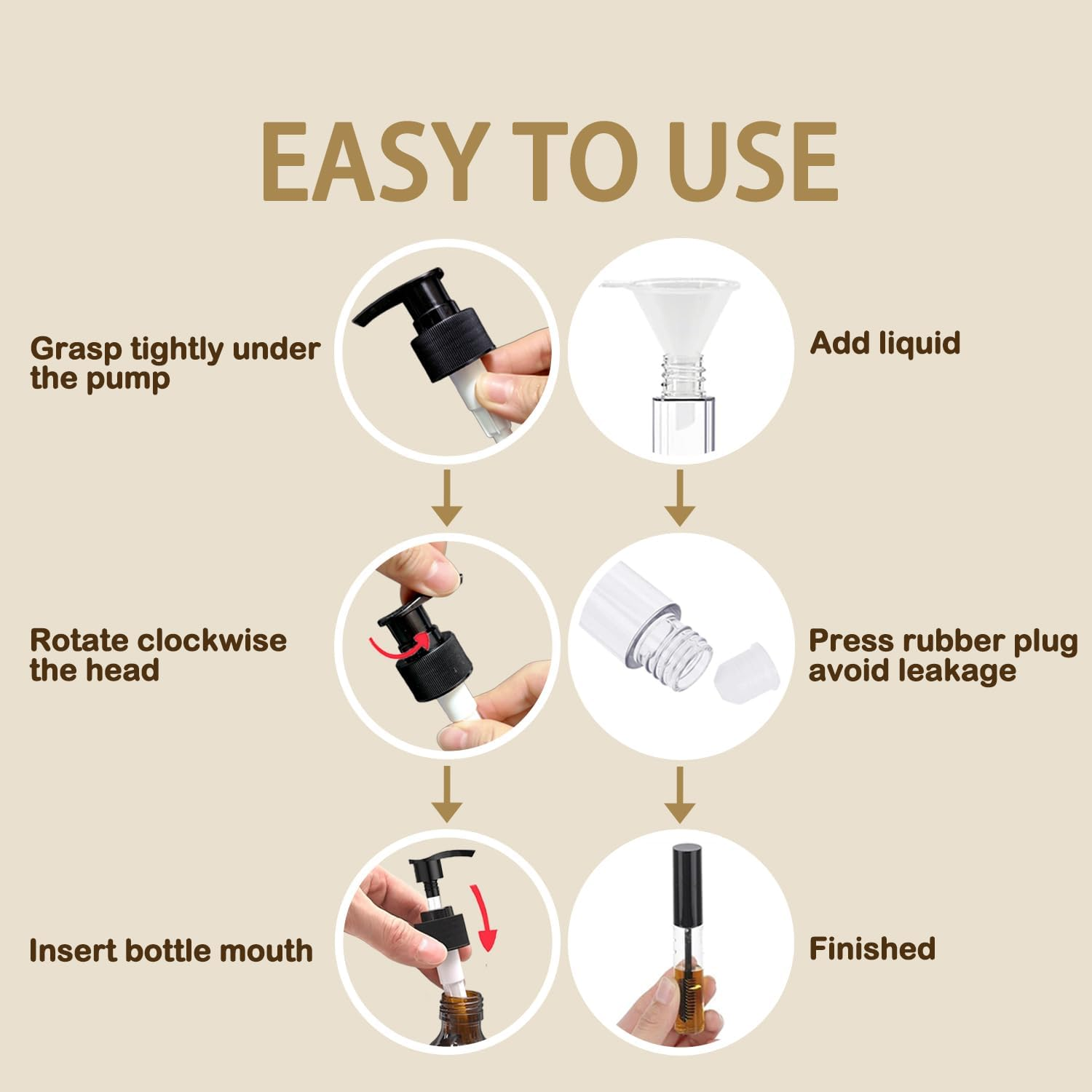 Oxyooh 2 Pack Pump Dispenser Compatible with Queen of Thrones & Heritage Castor Oil & Rejuvenaturals, Plastic Precision Pump for 16Oz Bottle, Queen Dispenser with Empty Mascara Tube (Oil Not Included