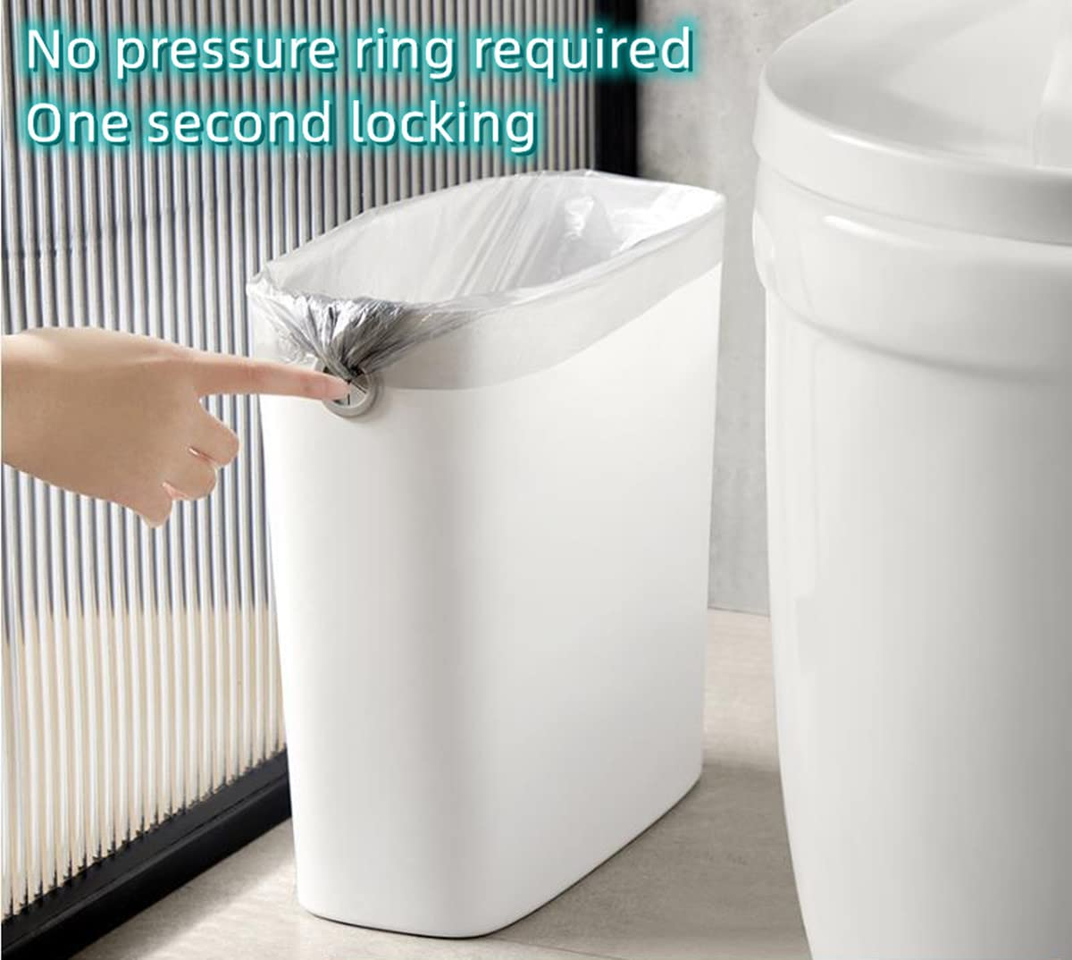 QUHUOYAO Waste Garbage Can, Bathroom Waste Garbage Can without Lid, Household Waste Garbage Can, Suitable for Bedroom, Living Room, Kitchen, 10 Liters Capacity, Warm Green/White (White) image number 5