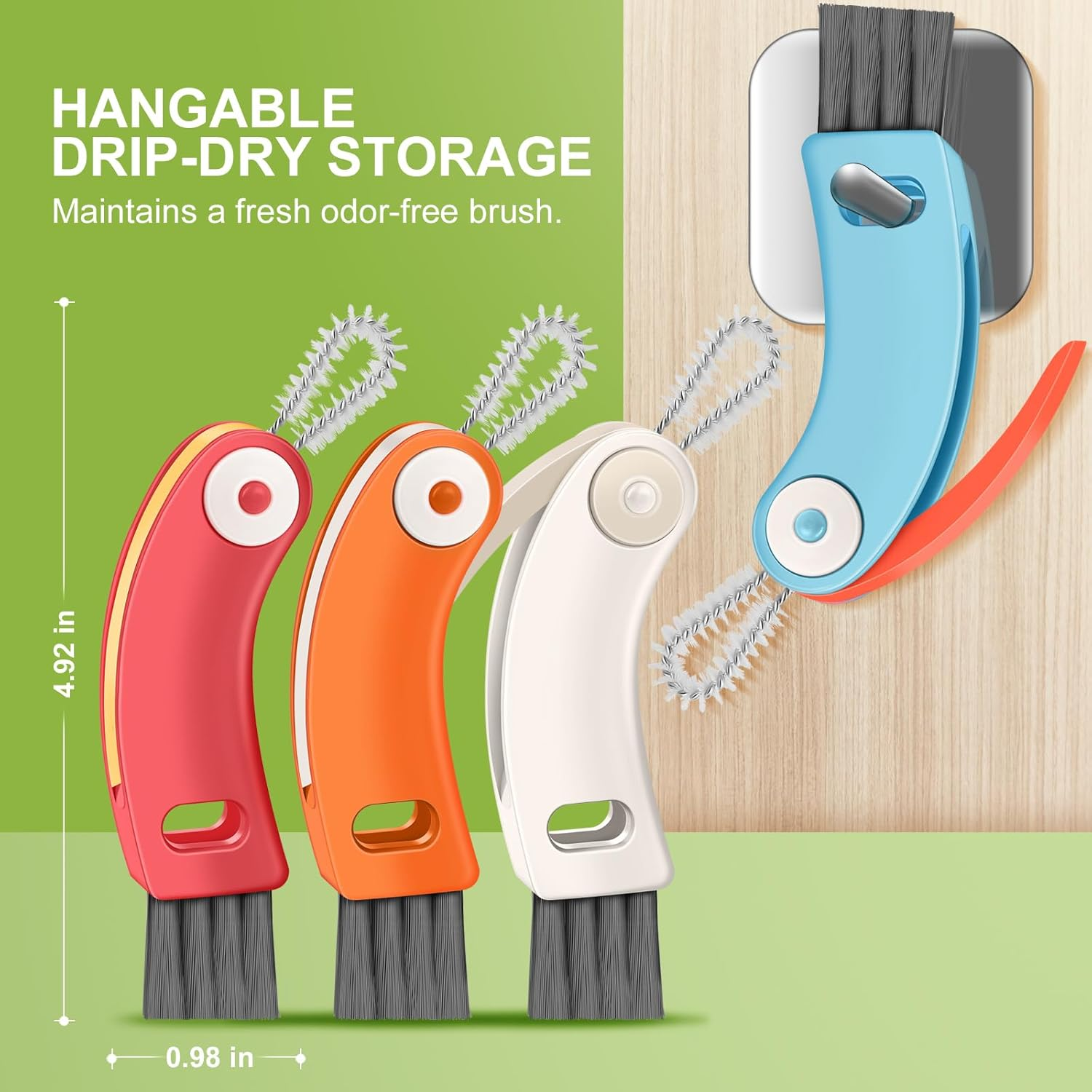 3 in 1 Cup Lid Cleaning Brush 4 Pack - Multifunctional Cleaning Brush Set for Tight Spaces, Bottle Gaps & Travel Mugs | Portable Durable Cup Lid Cleaner Tools with 4 Assorted Colors (Home Kitchen Use) image number 3