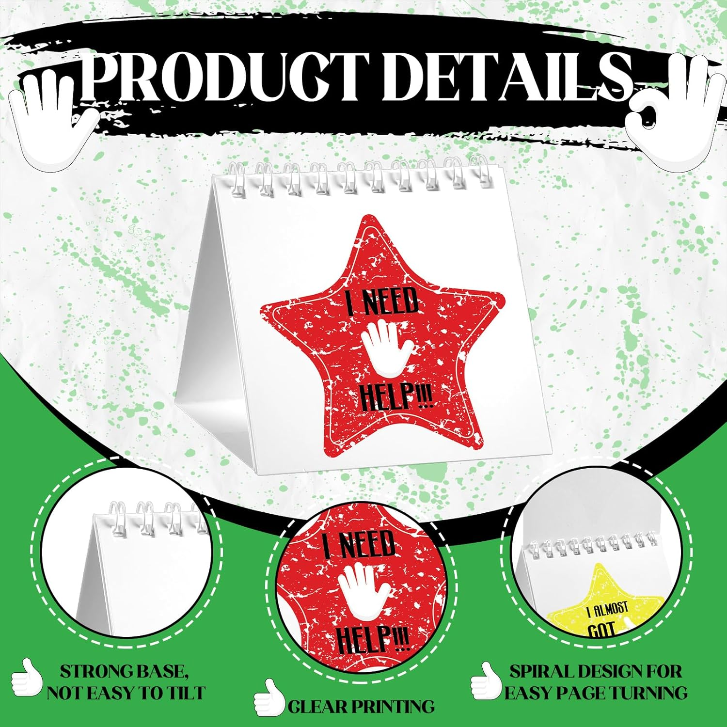 36 Pcs I Need Help Mini Flip Charts Star Classroom Management Need Tools Behavior Self Assessment Cards for Teachers School Educational and Learning Activities Supplies(Modern Style)