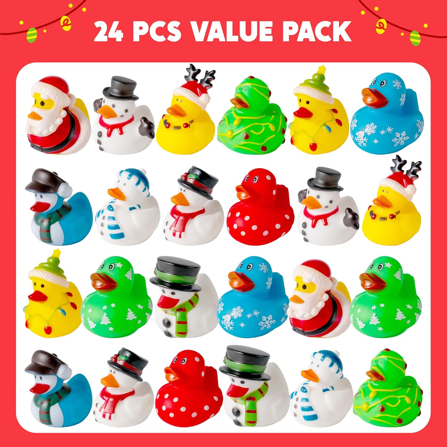JOYIN 24 PCS Christmas Ducks Baby Bathtub Toys, Assorted Xmas Rubber Duckies for Kids Gifts, Ducky Toddler Bath Toys Rubber Duck Bulk for Stocking Stuffers Party Favor Baby Shower Pool Toys image number 2