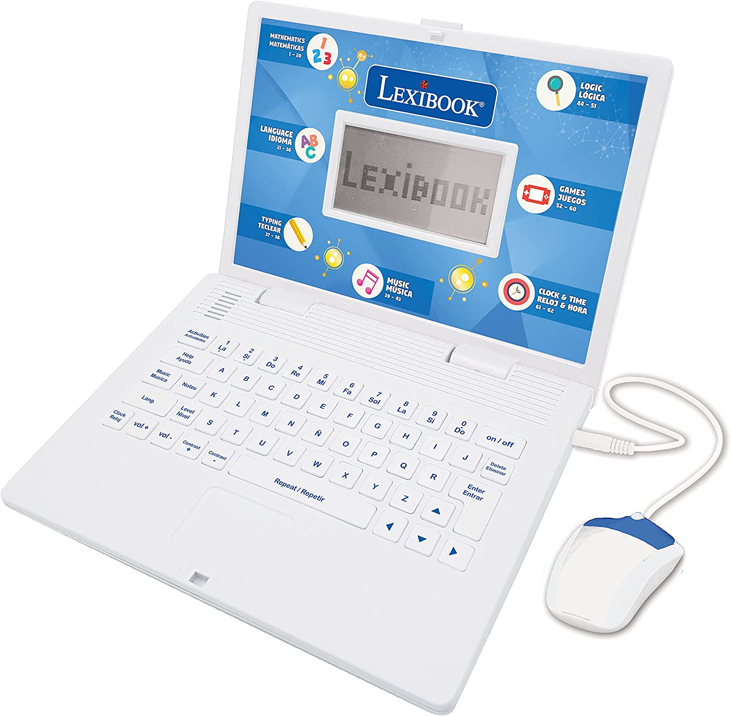 Lexibook - Educational and Bilingual Laptop Spanish/English - Toy for Children with 124 Activities to Learn Mathematics, Dactylography, Logic, Clock Reading, Play Games and Music - Jc598I2 image number 2